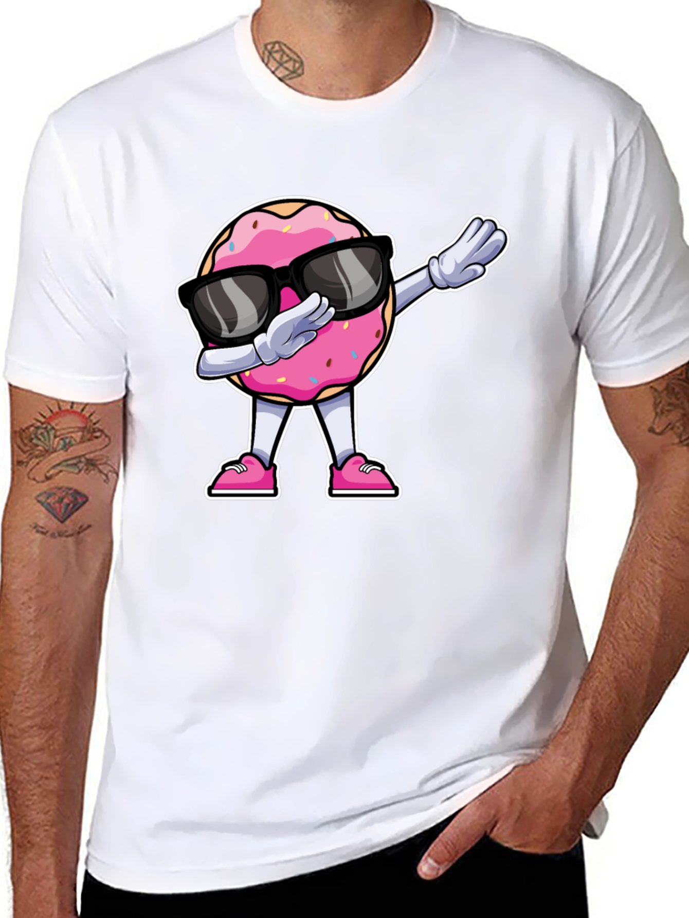 Black Dabbing Donut T-Shirt - Funny Cartoon Tee view 8