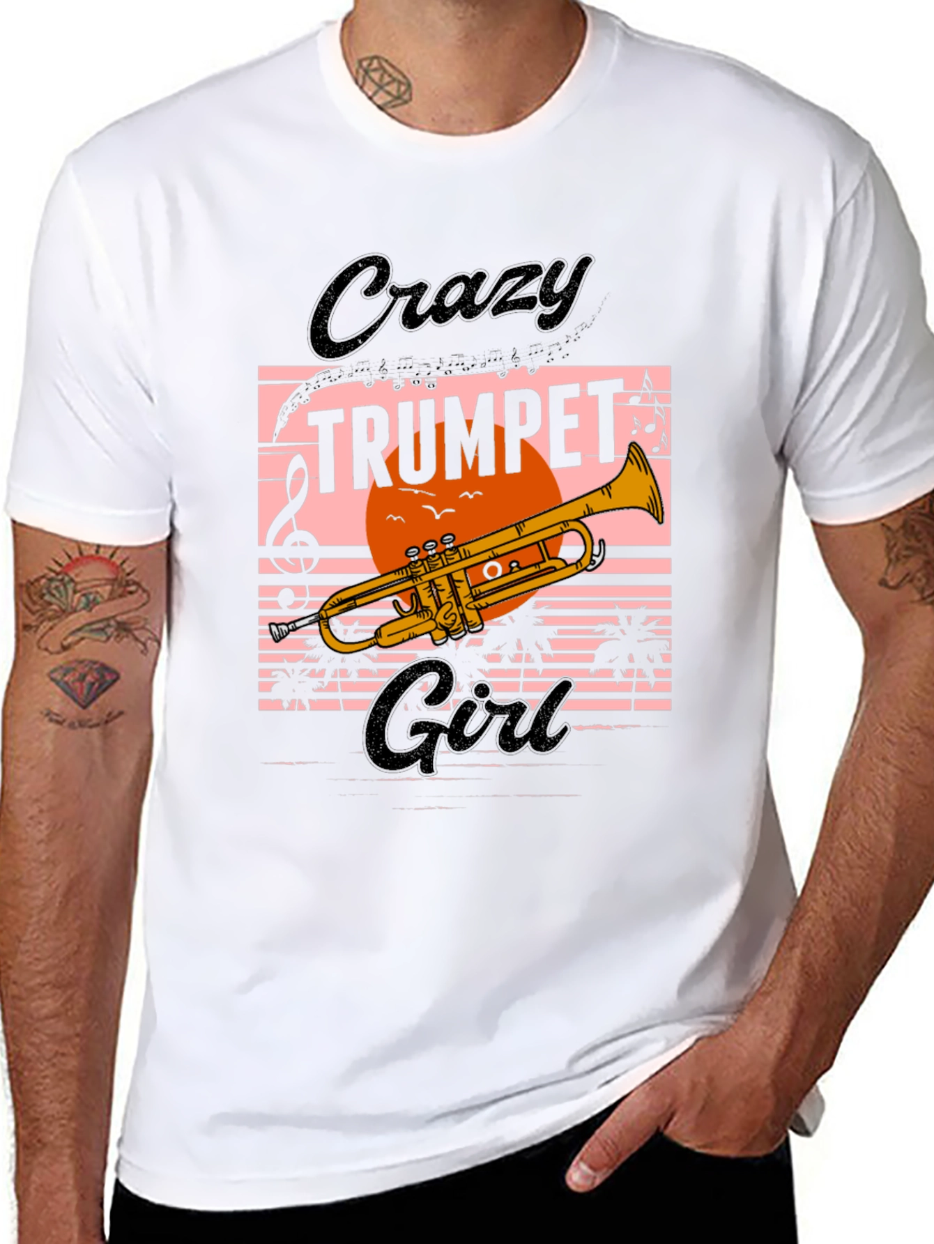 Black Crazy Trumpet Girl Graphic Tee view 8