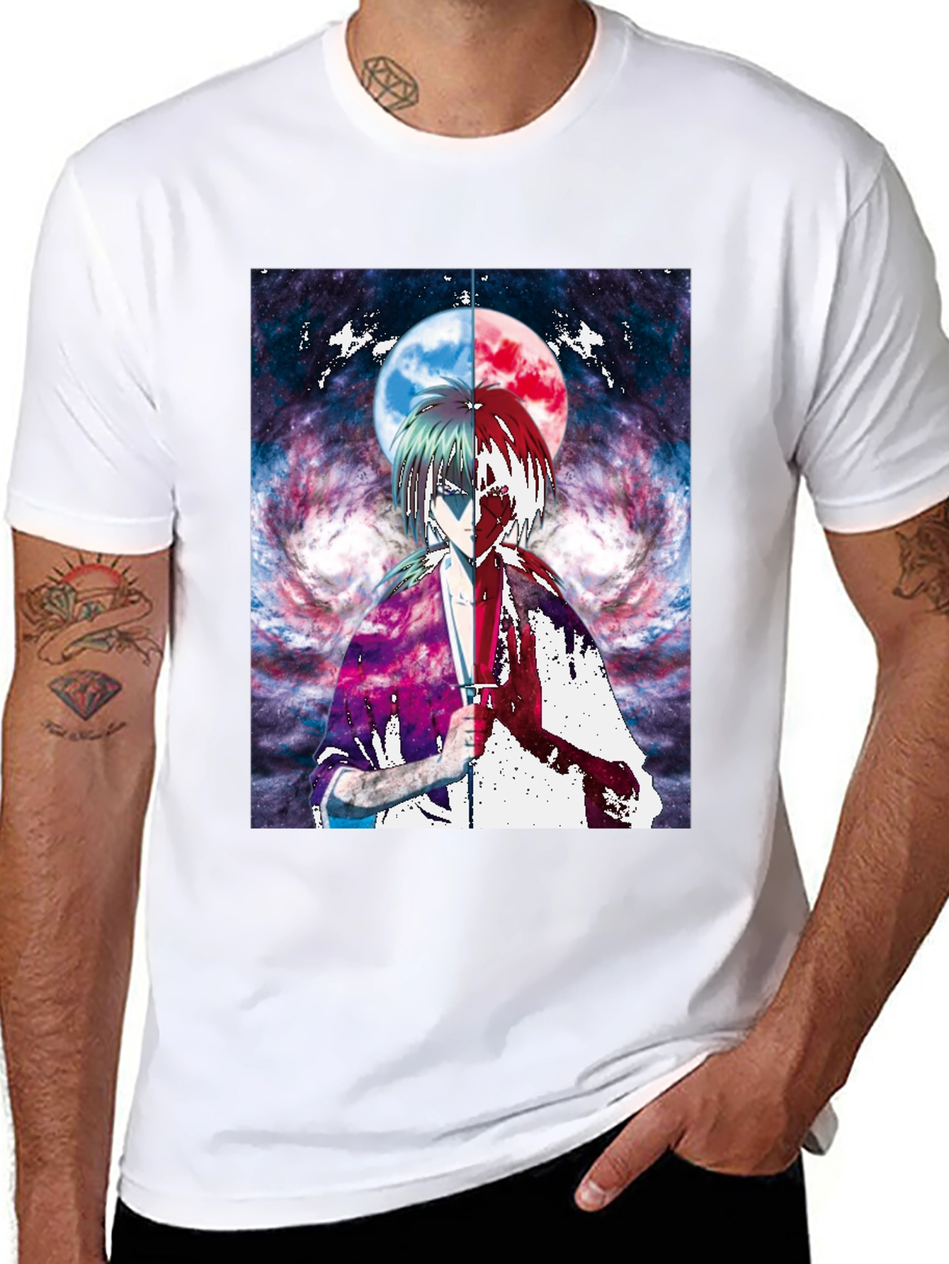 Black Anime Moon Graphic T-Shirt | Unique Design view 8