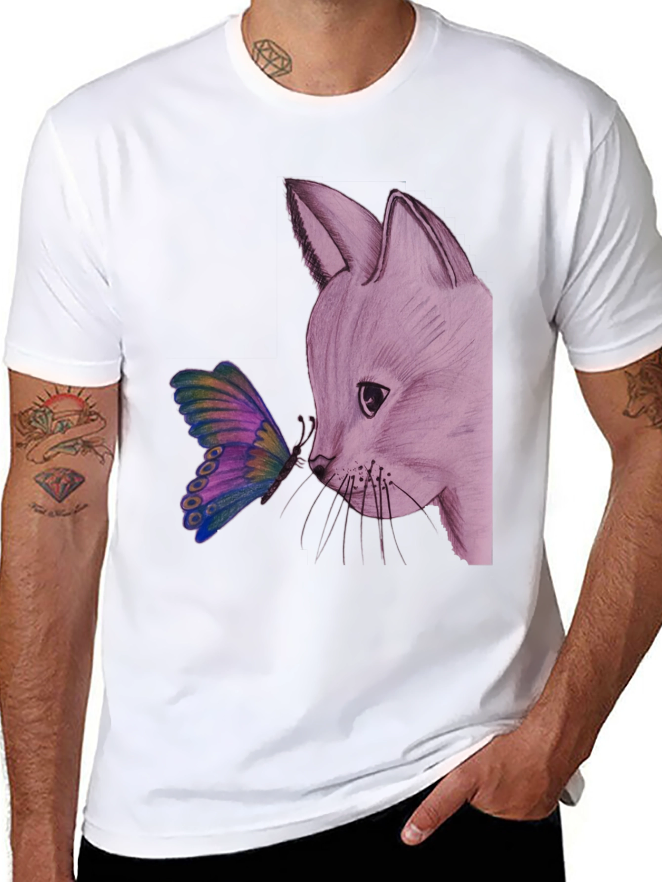 Black Fox and Butterfly Graphic Tee view 8