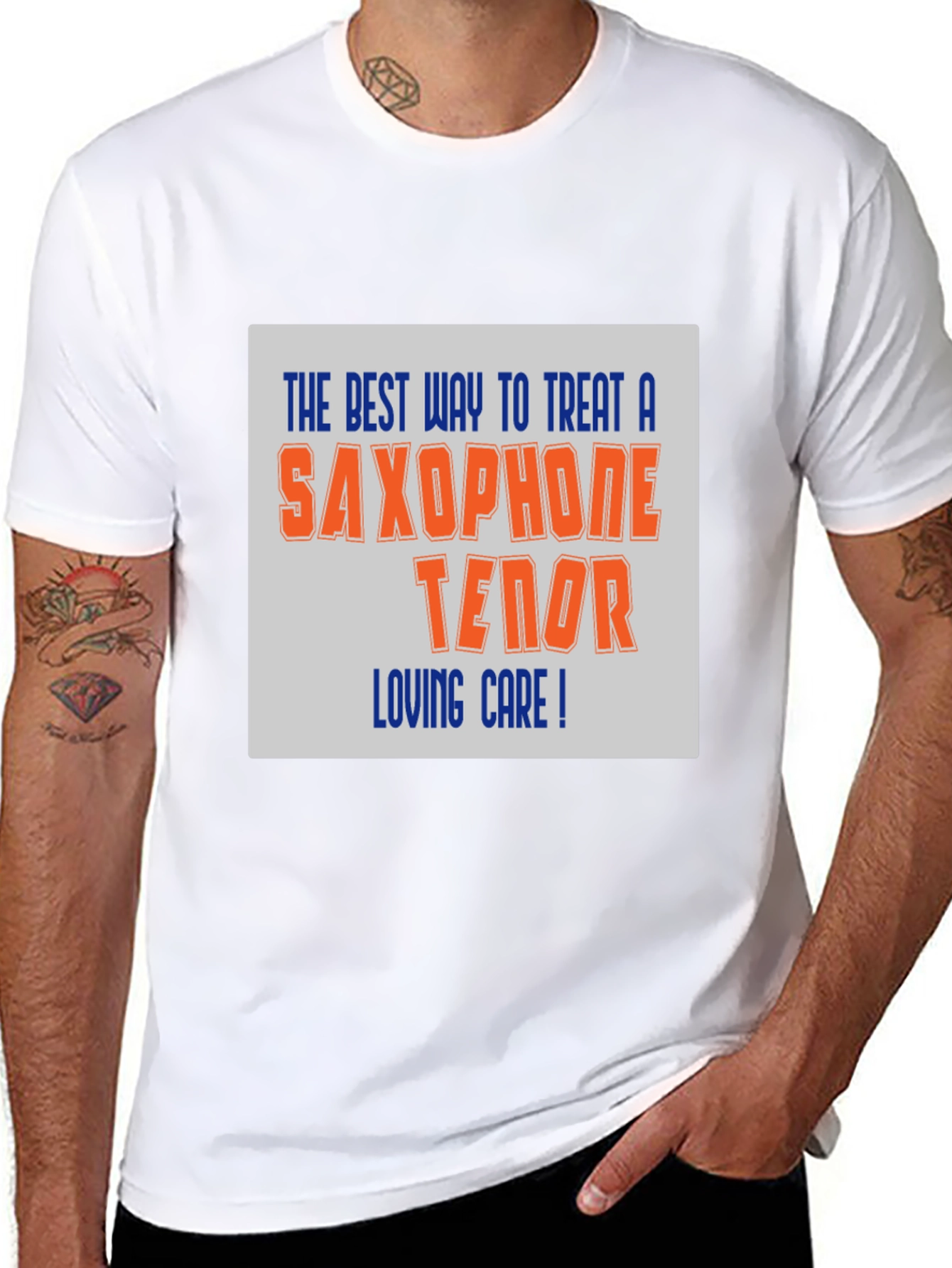 Black Saxophone Tenor Loving Care T-Shirt view 8