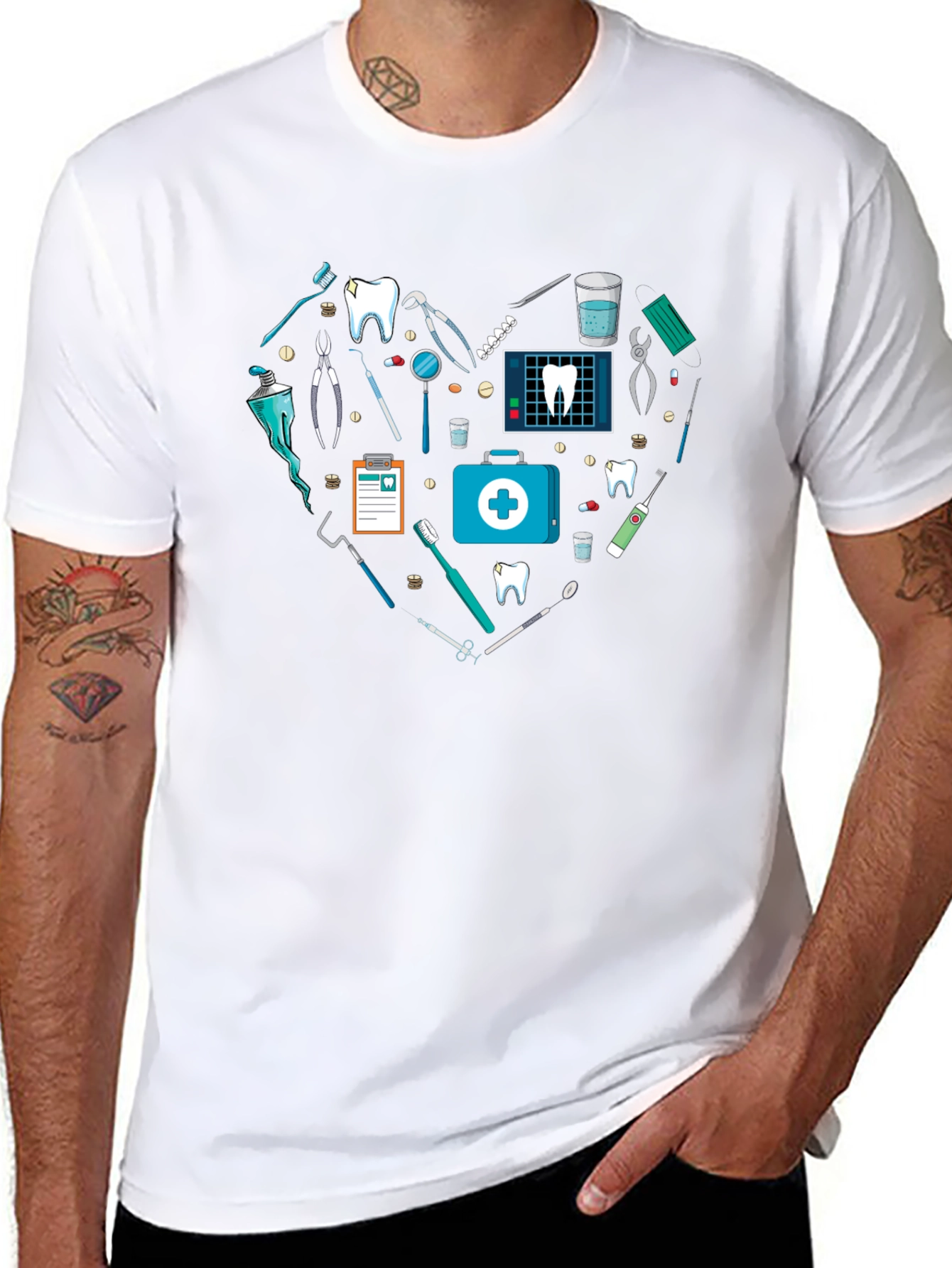 Black Dentist Love Heart T-Shirt view 8