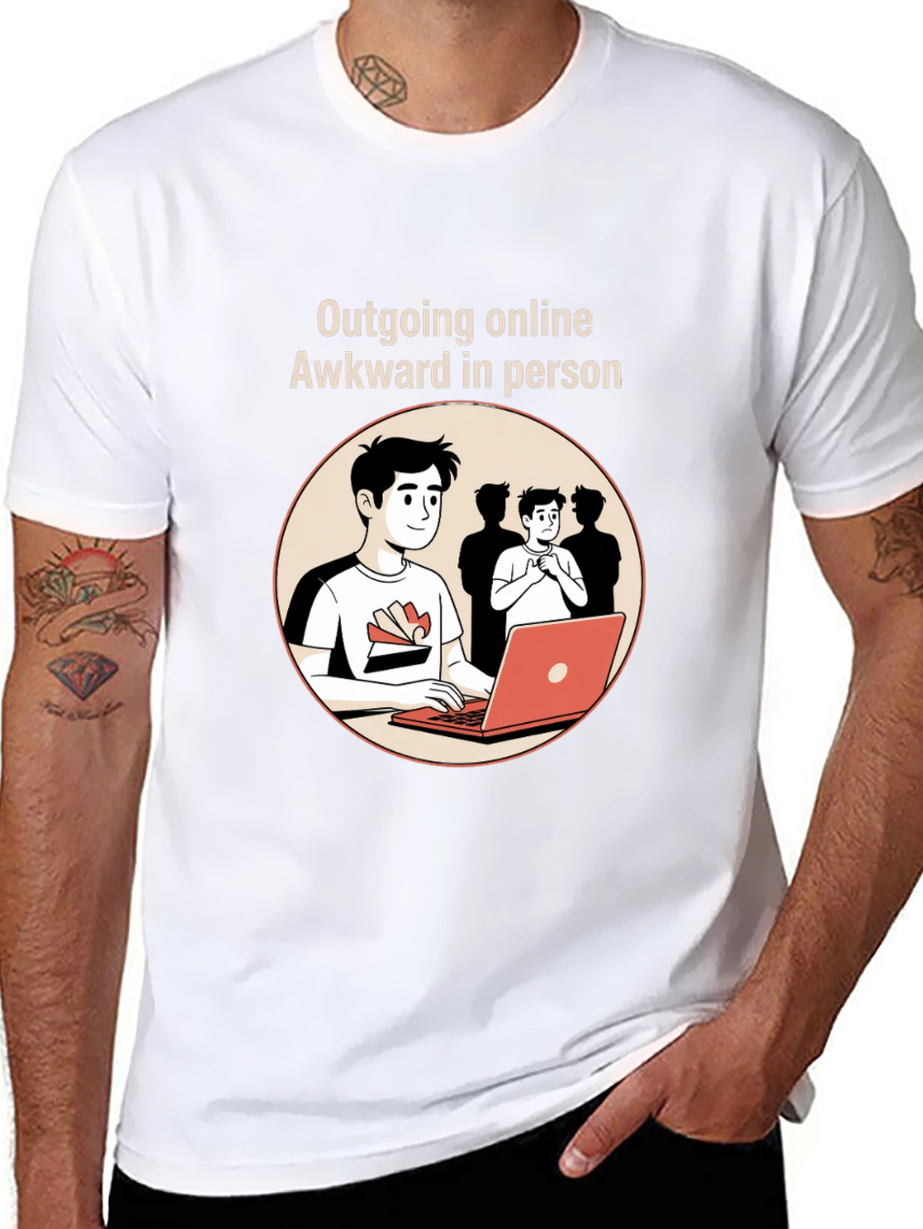 Black Outgoing Online Awkward in Person Graphic Tee view 8