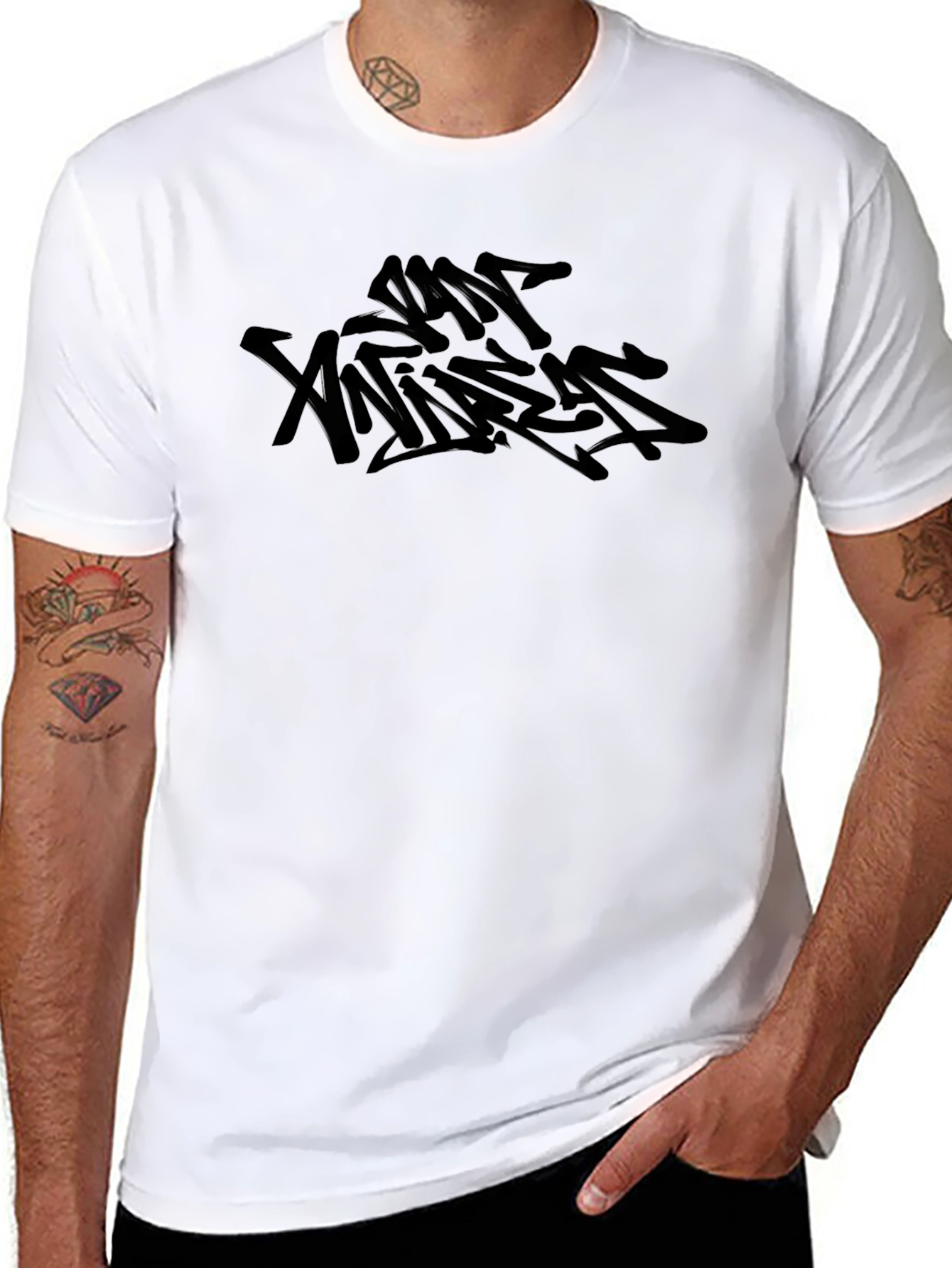 Black Urban Graffiti Style Graphic Tee - Black view 8
