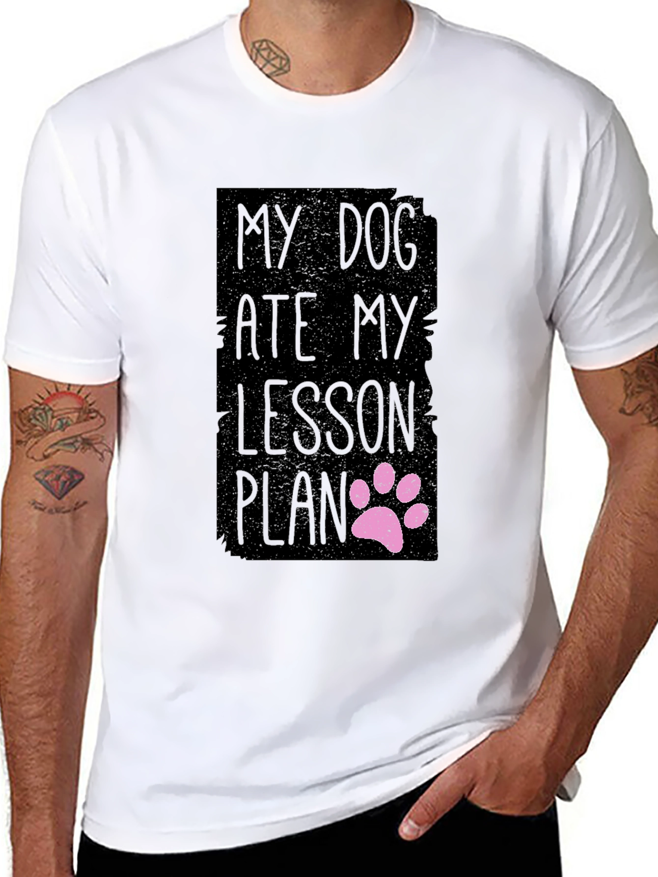 Black My Dog Ate My Lesson Plan Black T-Shirt view 8