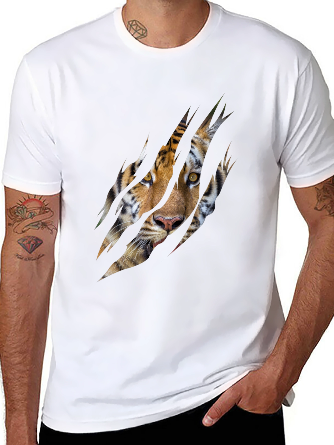 Black Tiger Claw Graphic Tee - Men's Black T-Shirt view 8