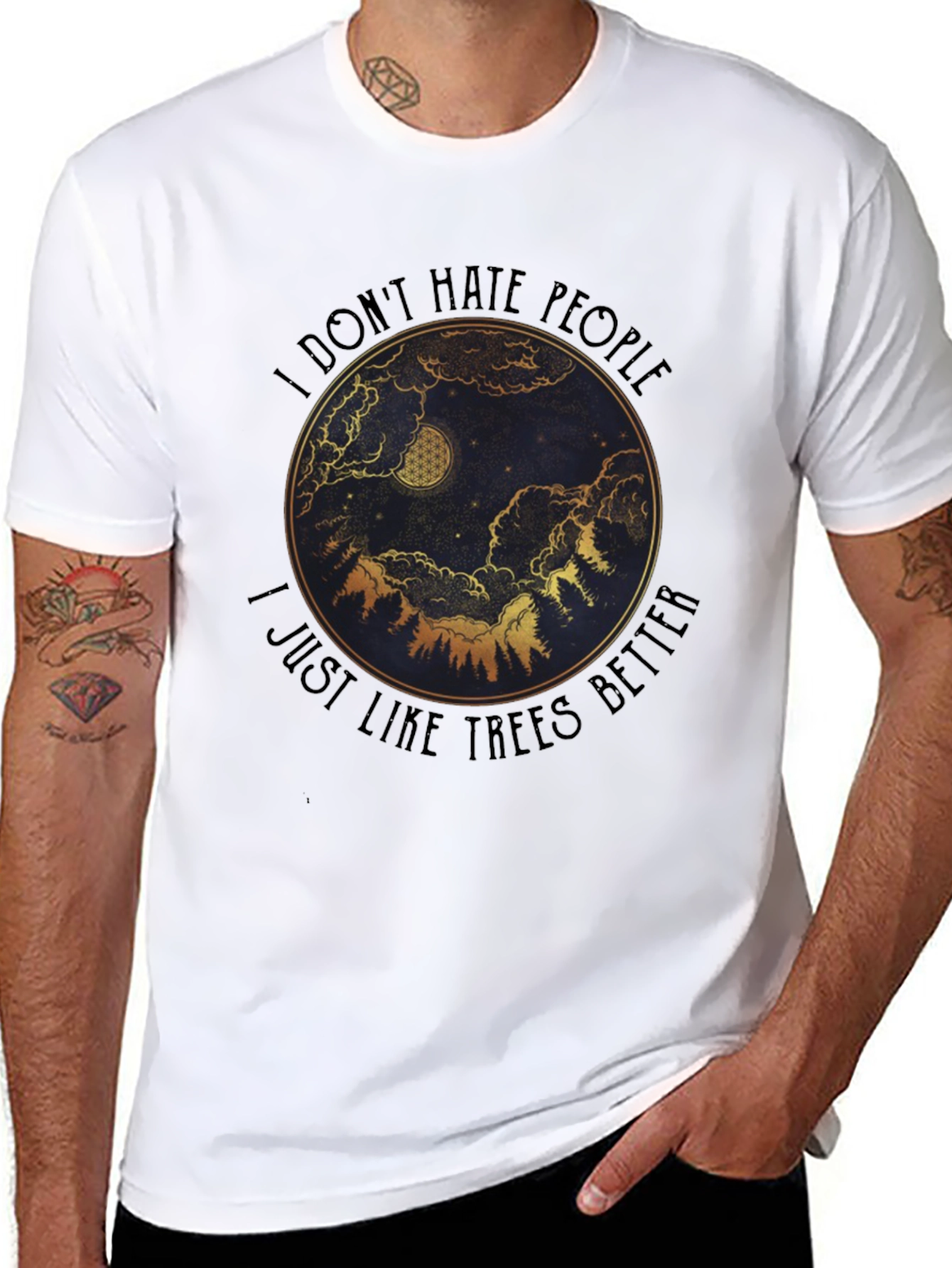 Black I Like Trees Better T-Shirt, Nature Lover Tee view 8