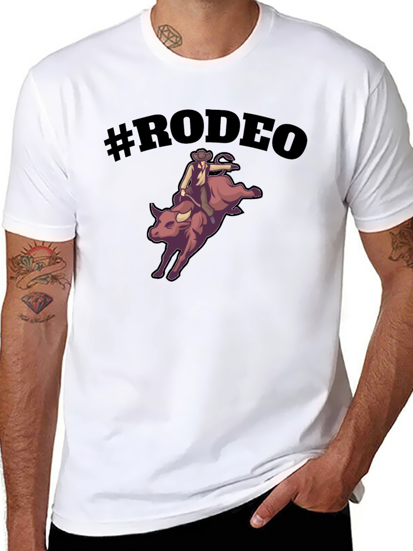 Black Rodeo Bull Riding Graphic T-Shirt view 8