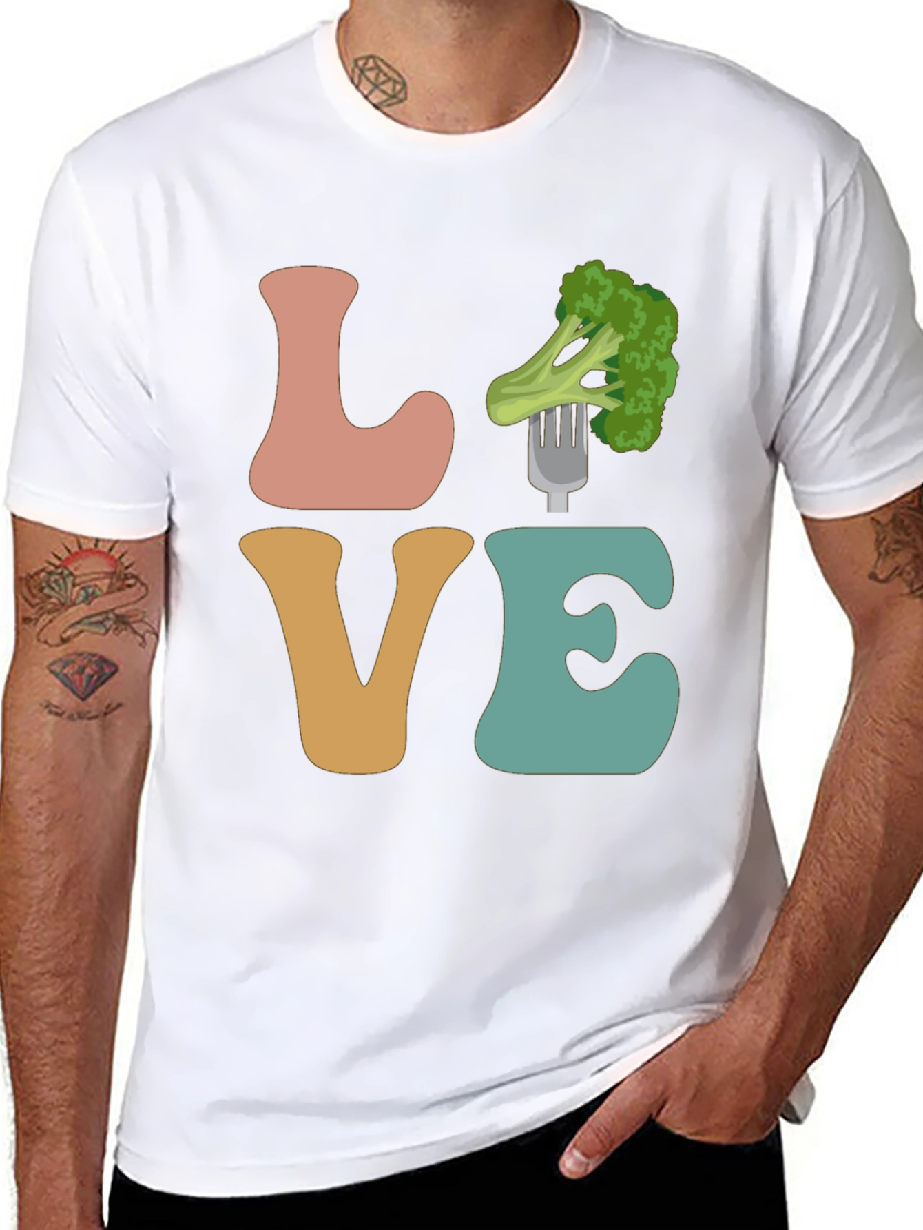 Black Vegan Love Broccoli Graphic Tee - Unisex T-Shirt view 8