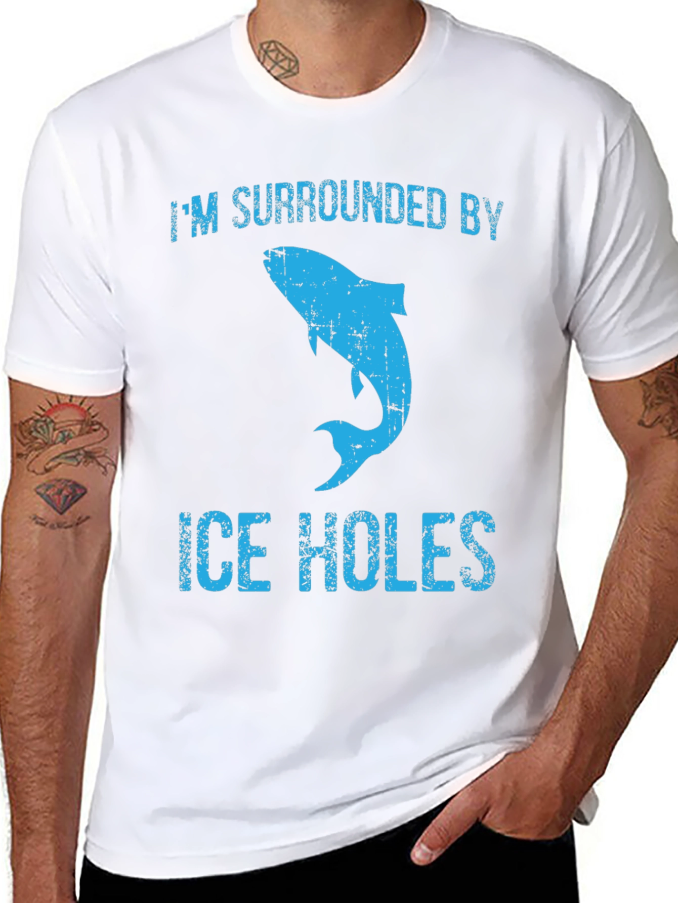 Black I'm Surrounded By Ice Holes T-Shirt view 8