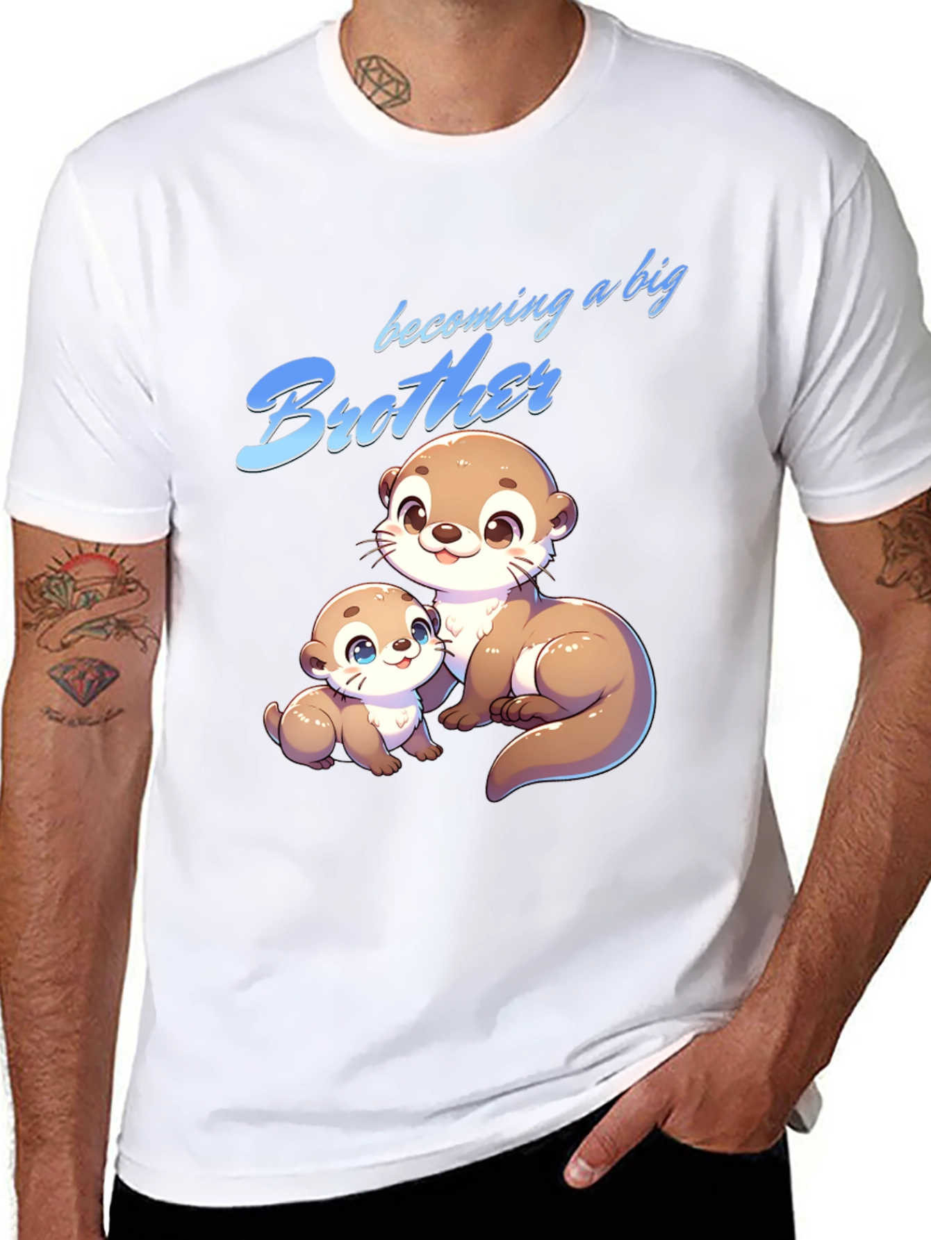 Black Becoming a Big Brother Otter T-Shirt view 8