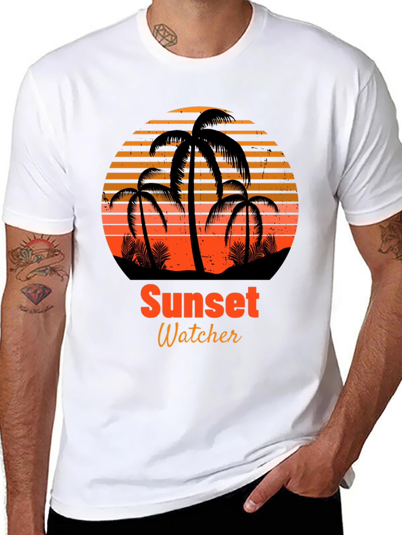 Black Sunset Watcher Graphic Tee view 8