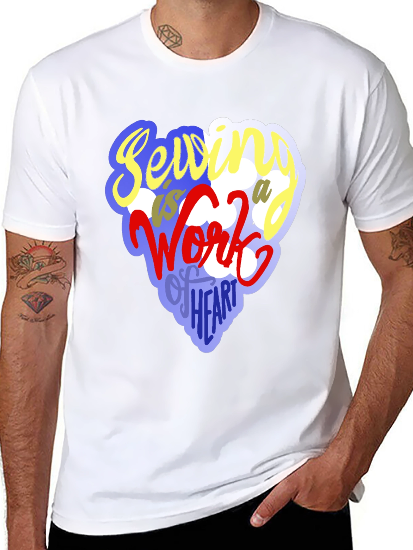 Black Sewing Heart T-Shirt - Unique Crafting Design view 8