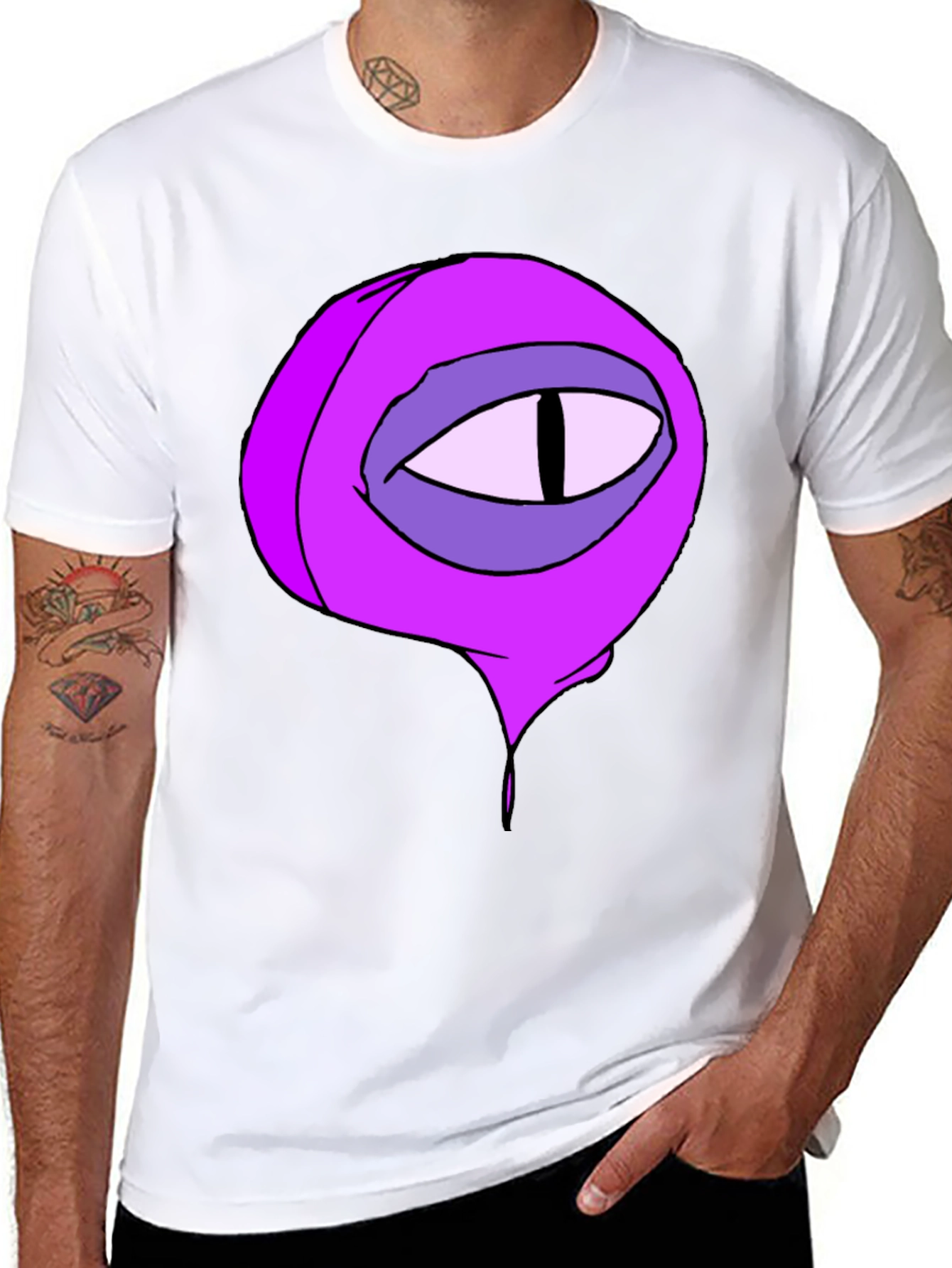 Black Black Tee with Cartoon Eye Graphic view 8