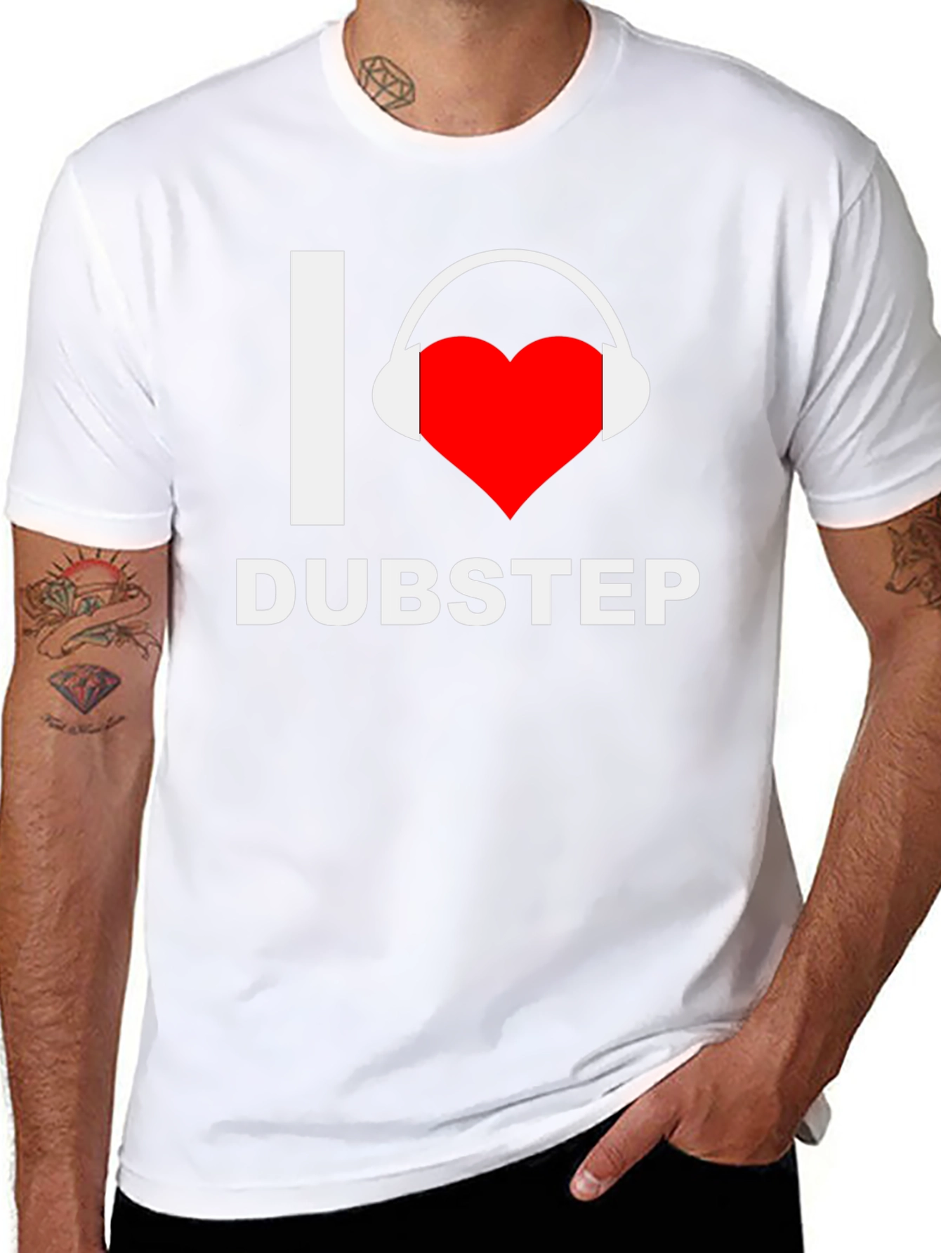 Black I Love Dubstep Music T-Shirt - Black view 8