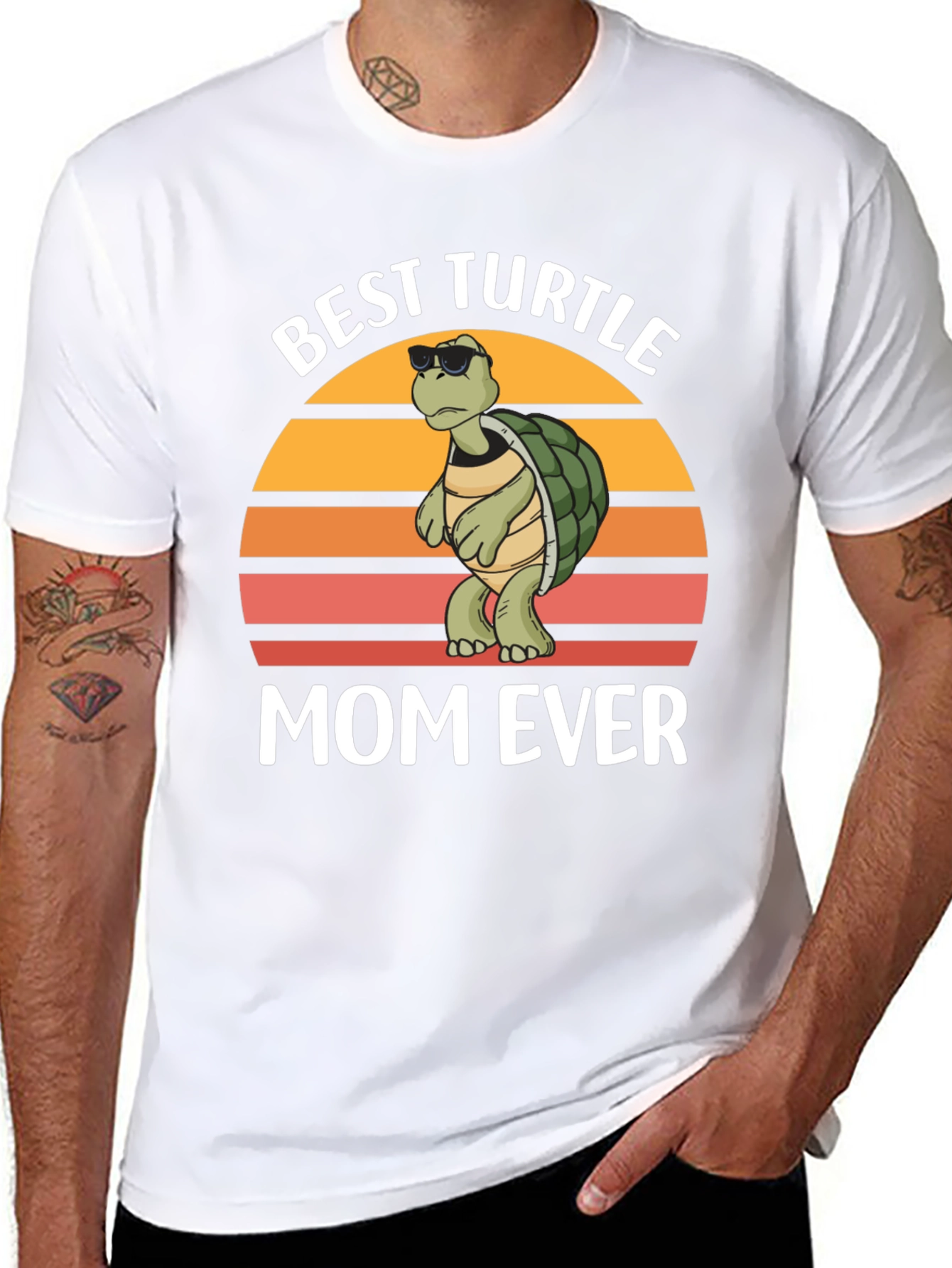 Black Best Turtle Mom Ever T-Shirt view 8