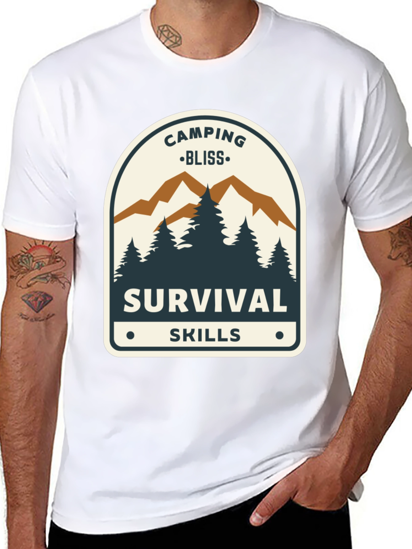 Black Camping Bliss Survival Skills Black T-Shirt view 8