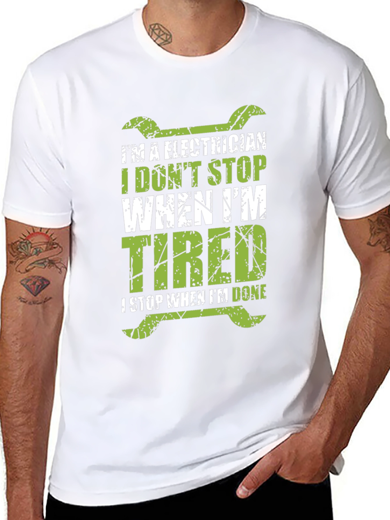 Black Electrician T-Shirt - I Don't Stop When I'm Tired view 8