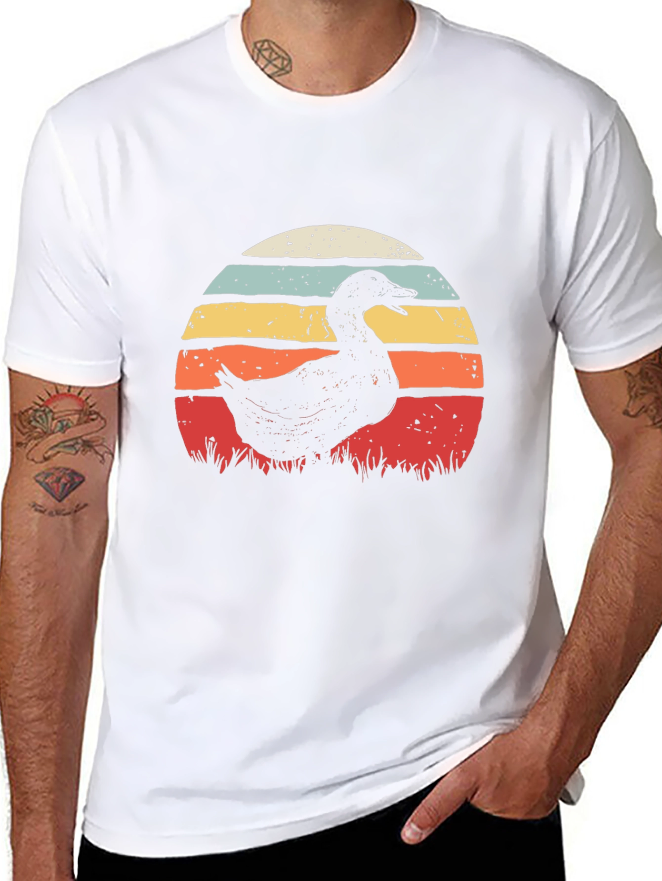 Black Retro Duck Sunset T-Shirt - Black view 8