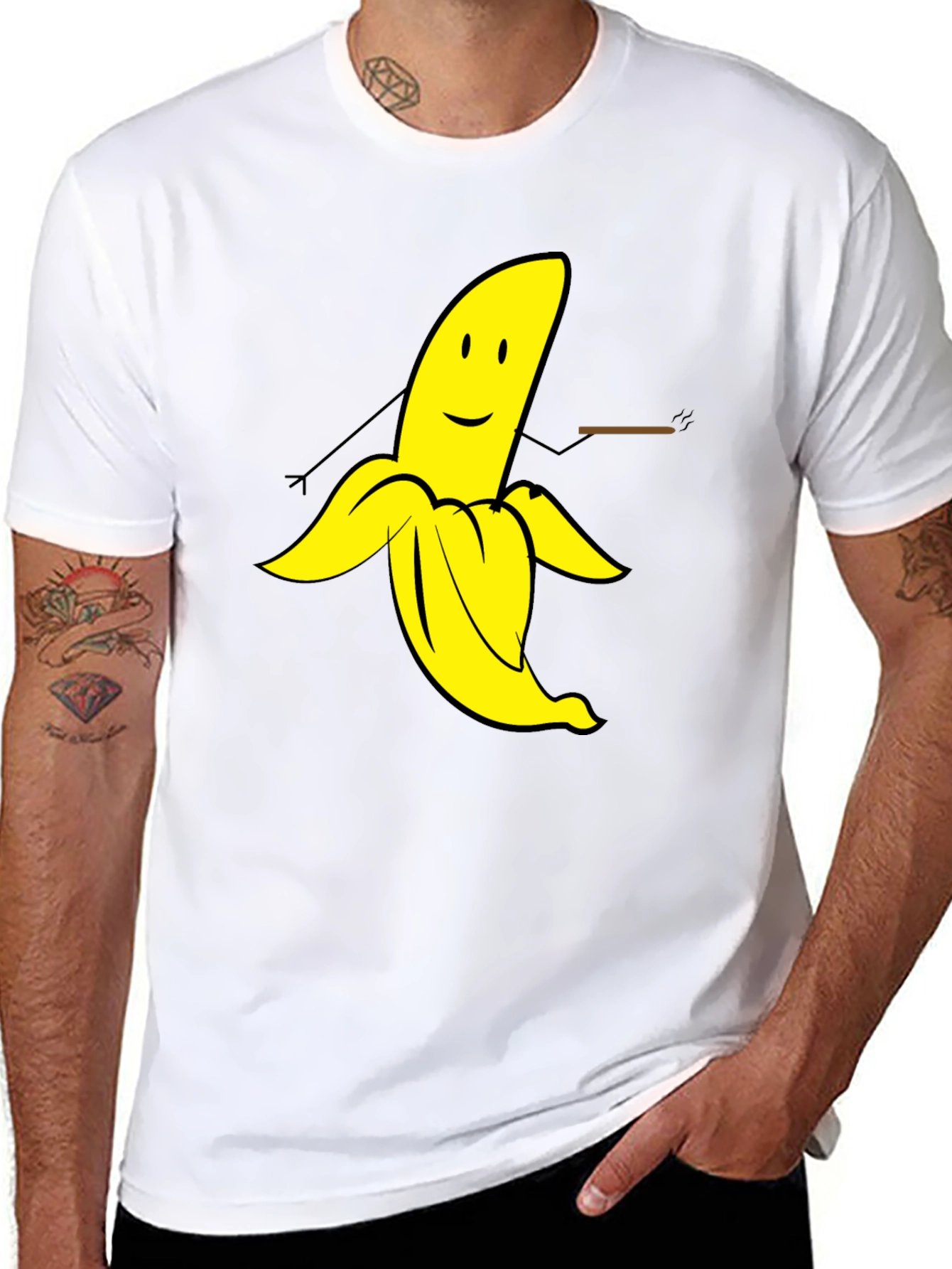 Black Funny Banana Graphic Tee - Black Cotton T-Shirt view 8