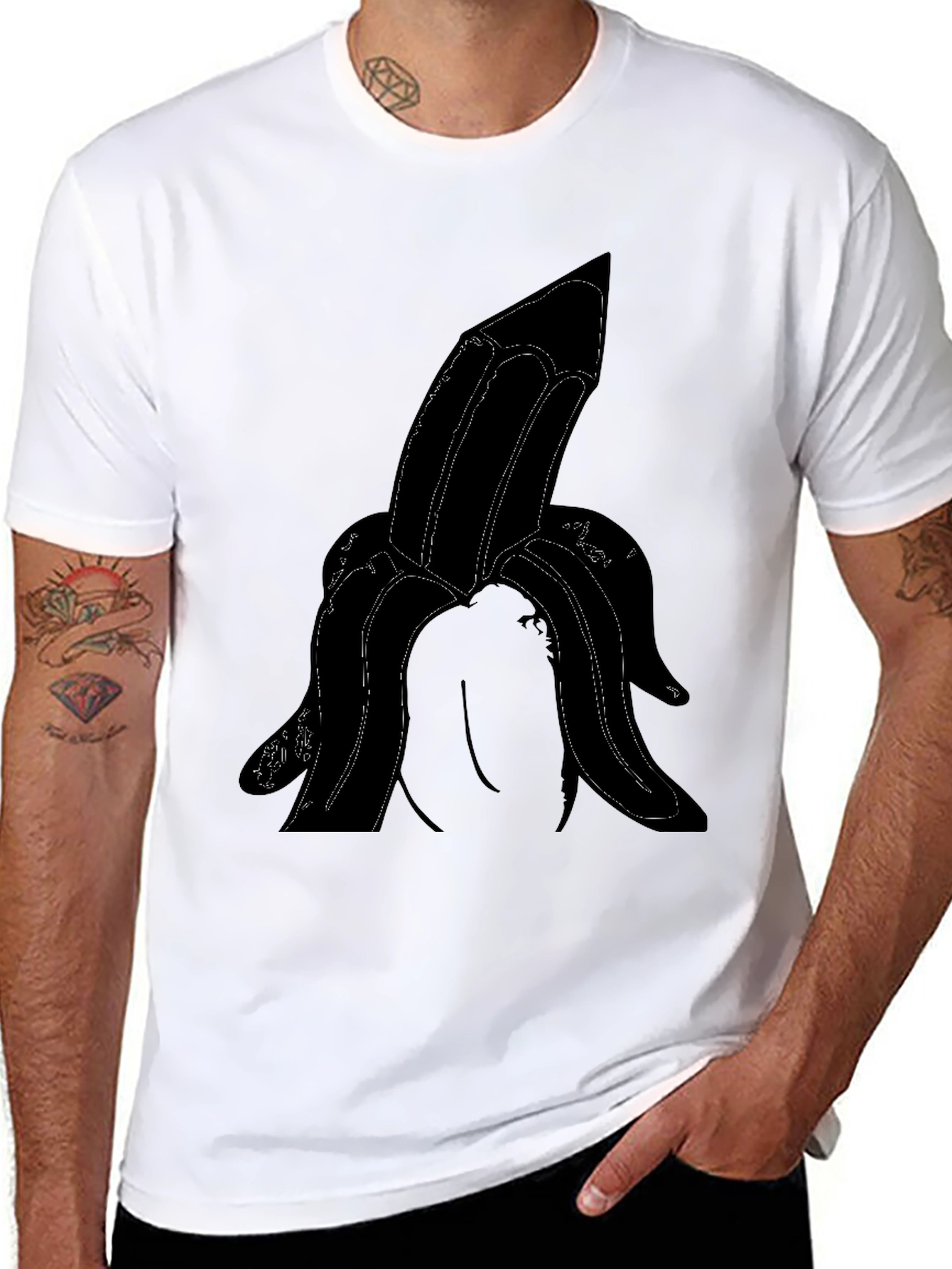 Black Novelty Banana Graphic Tee - Adult Humor T-Shirt view 8