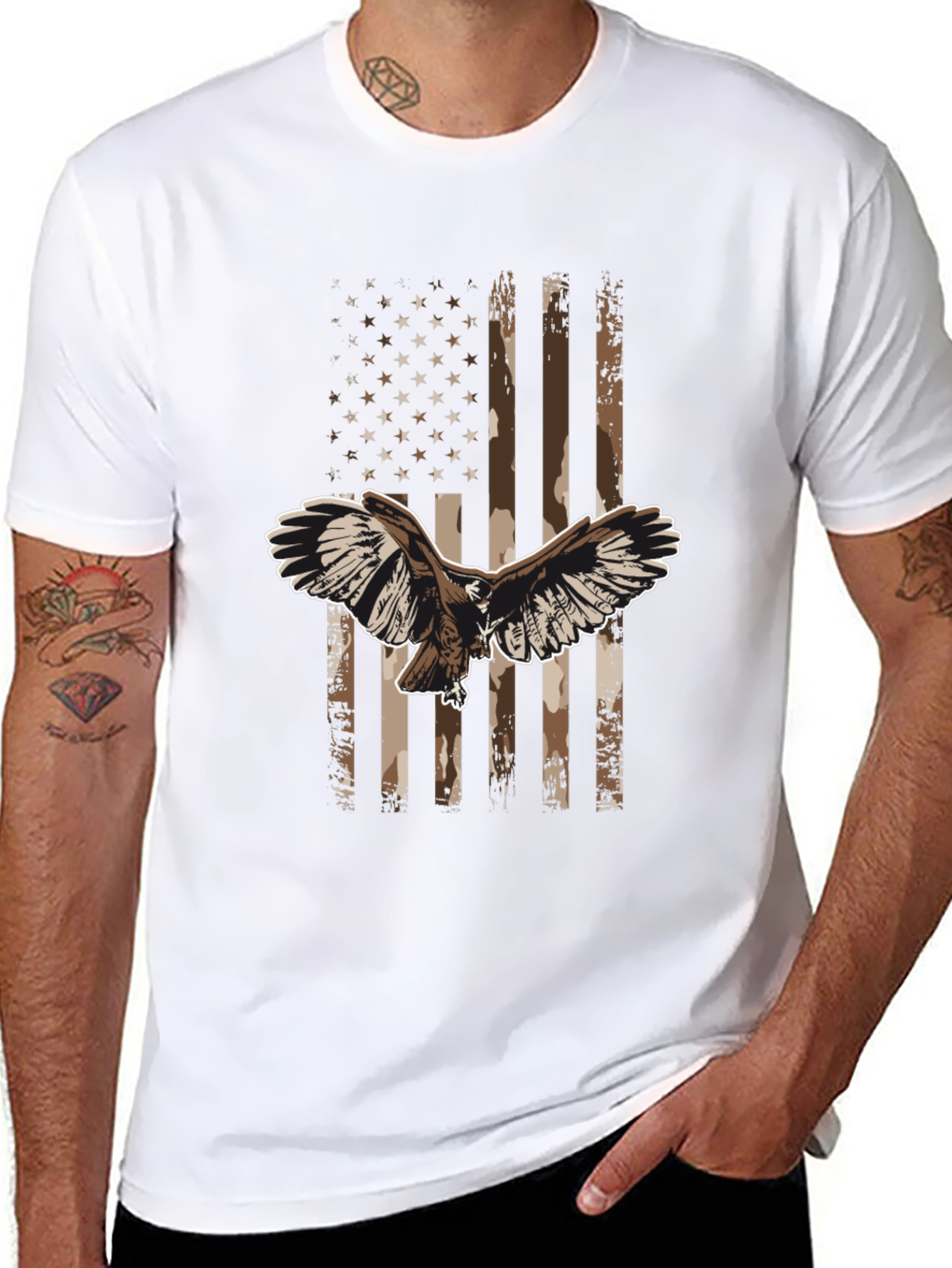 Black American Flag Eagle Graphic Tee - Black view 8