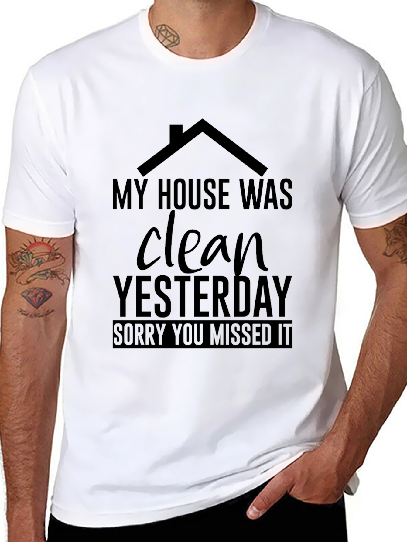 Black Funny House Cleaning Graphic T-Shirt view 8