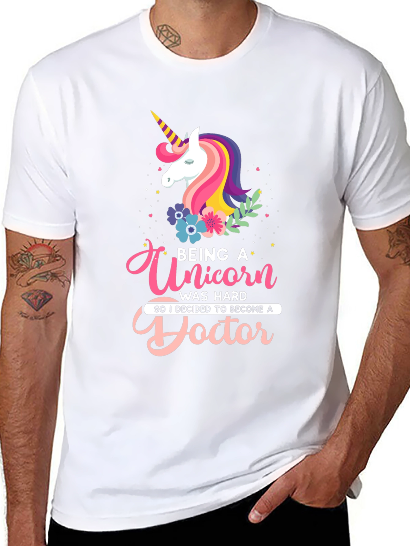 Black Unicorn Doctor Graphic T-Shirt | Novelty Tee view 8