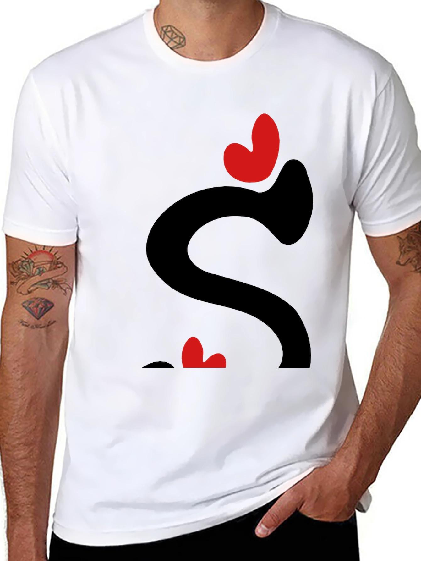 Black Heart Love Graphic Tee - Black Casual T-Shirt view 8