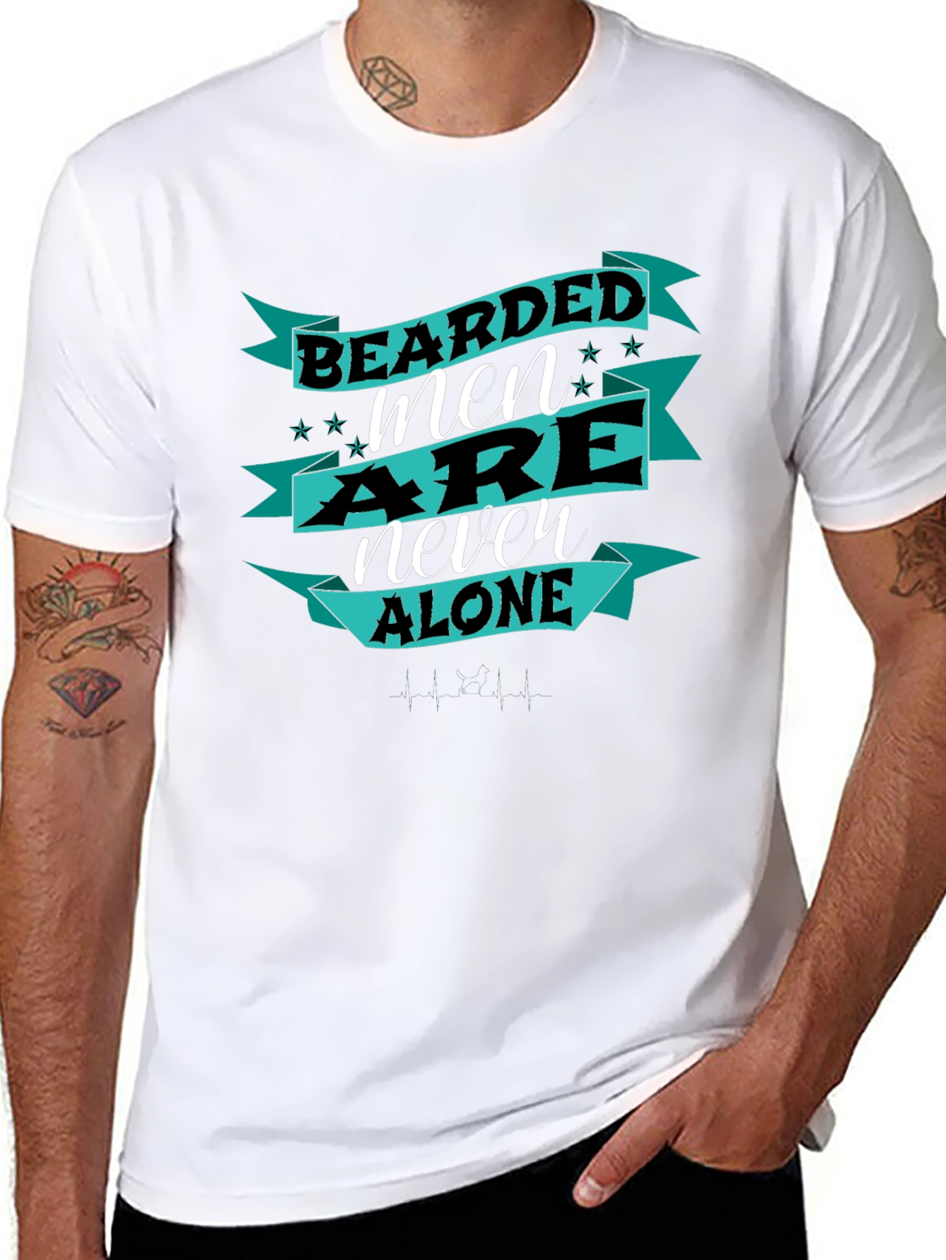 Black Bearded Men Are Never Alone T-Shirt view 8