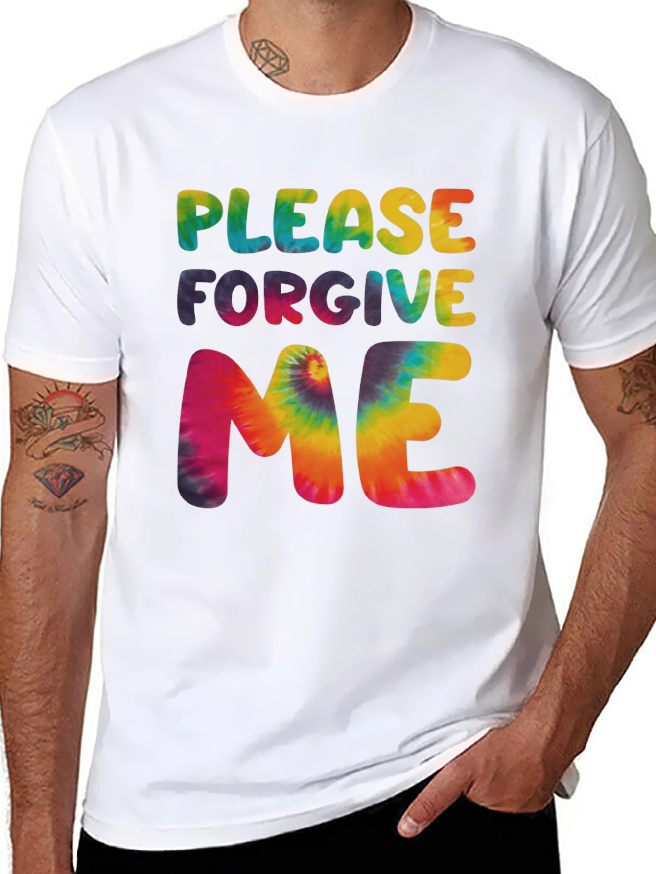 Black Please Forgive Me Tie Dye Graphic T-Shirt view 8