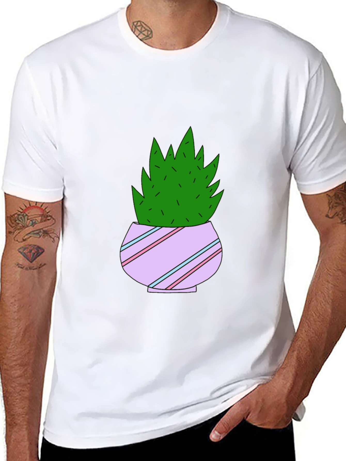 Black Cute Potted Plant Graphic T-Shirt view 8