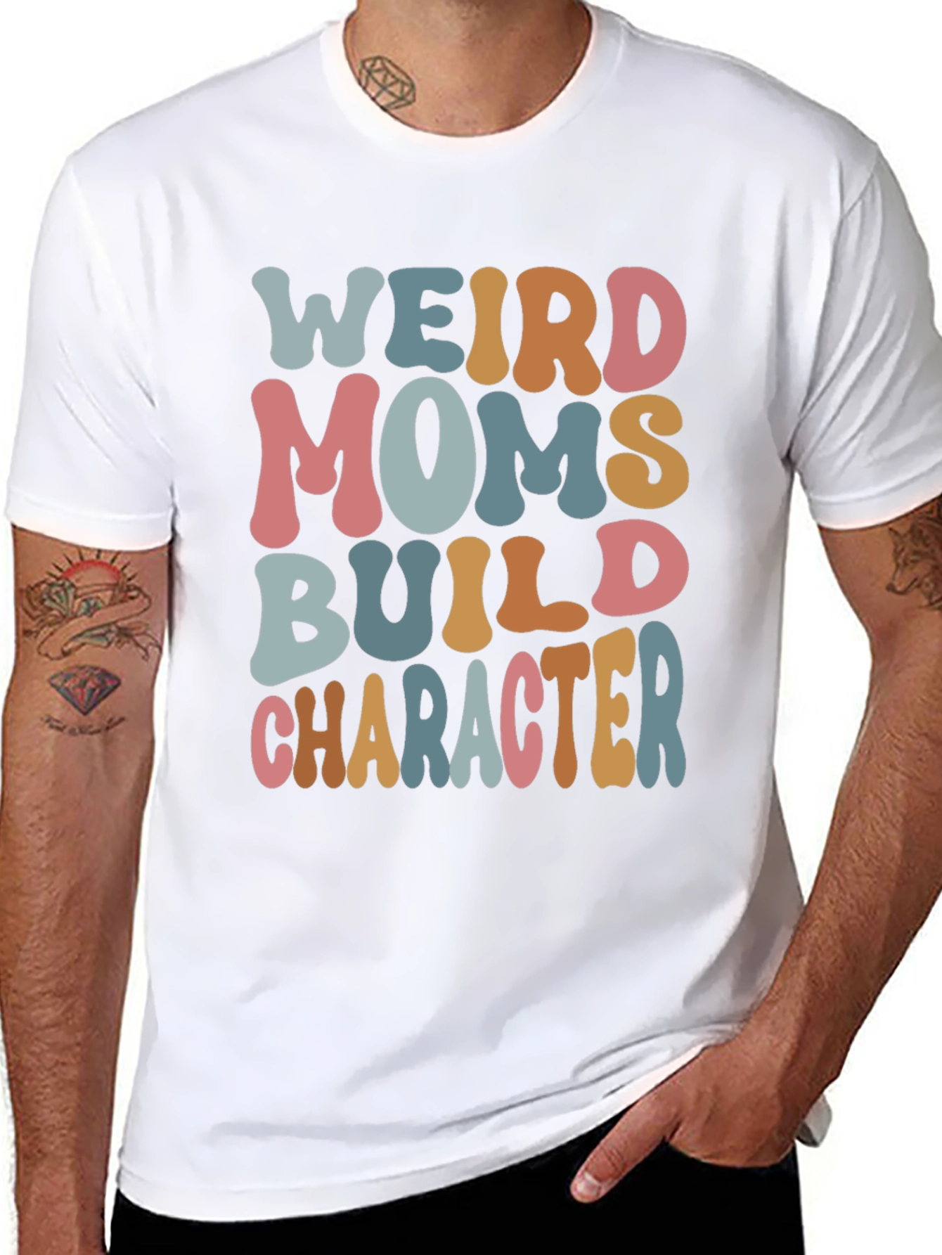 Black Weird Moms Build Character T-Shirt view 8