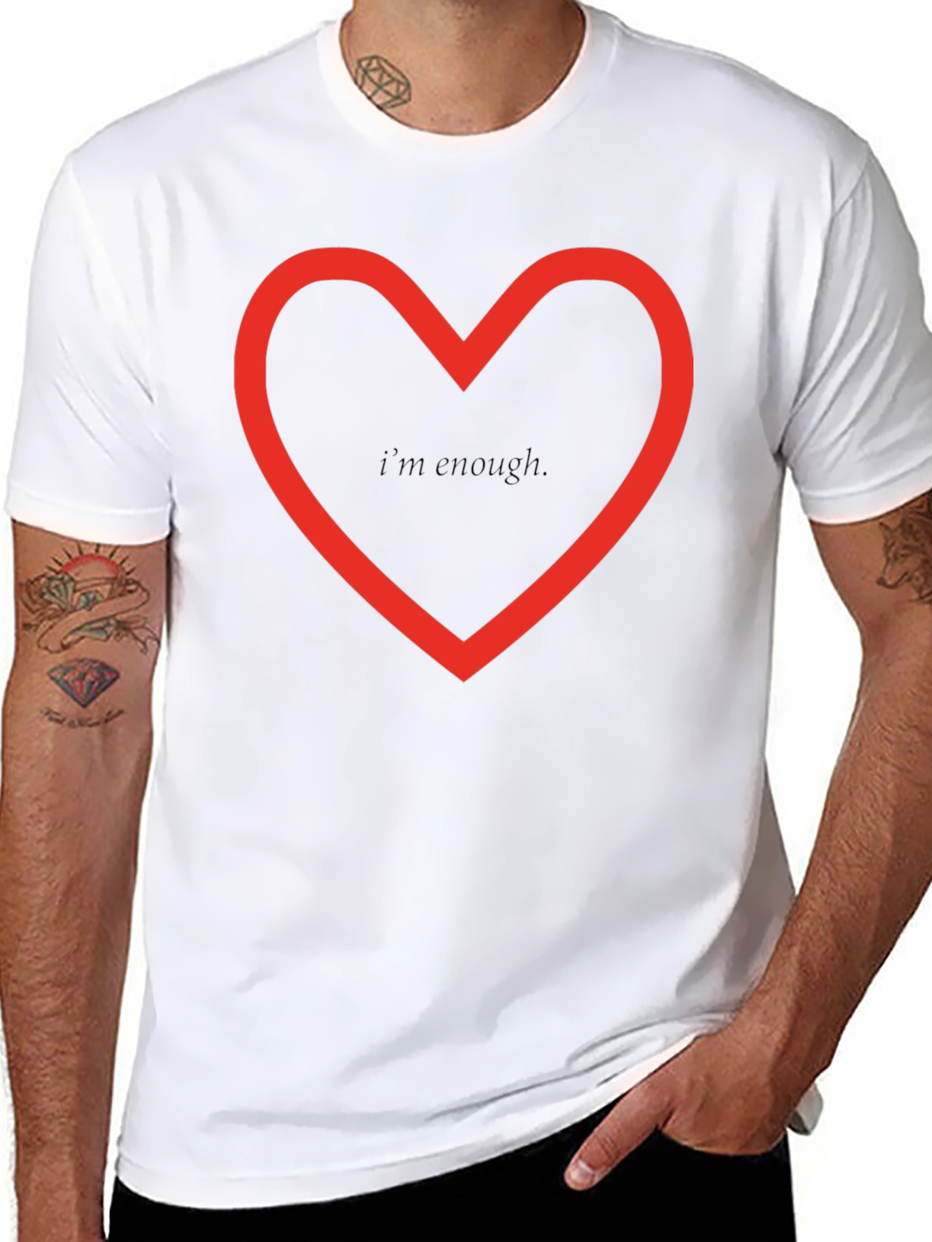 Black I Am Enough Graphic Tee - Red Heart Design view 8