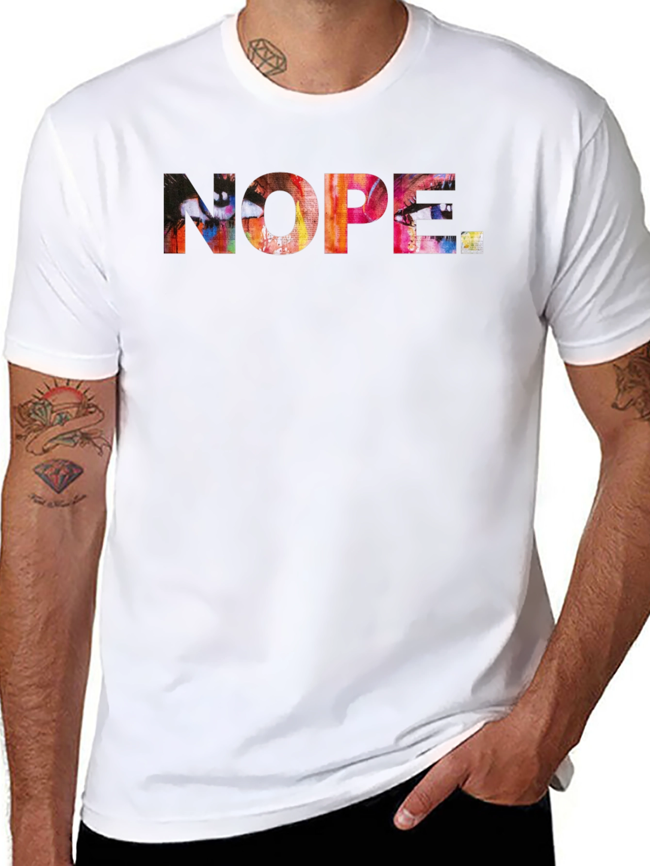 Black Nope Graphic Tee - Artistic Eye Design, Soft Cotton Blend view 8