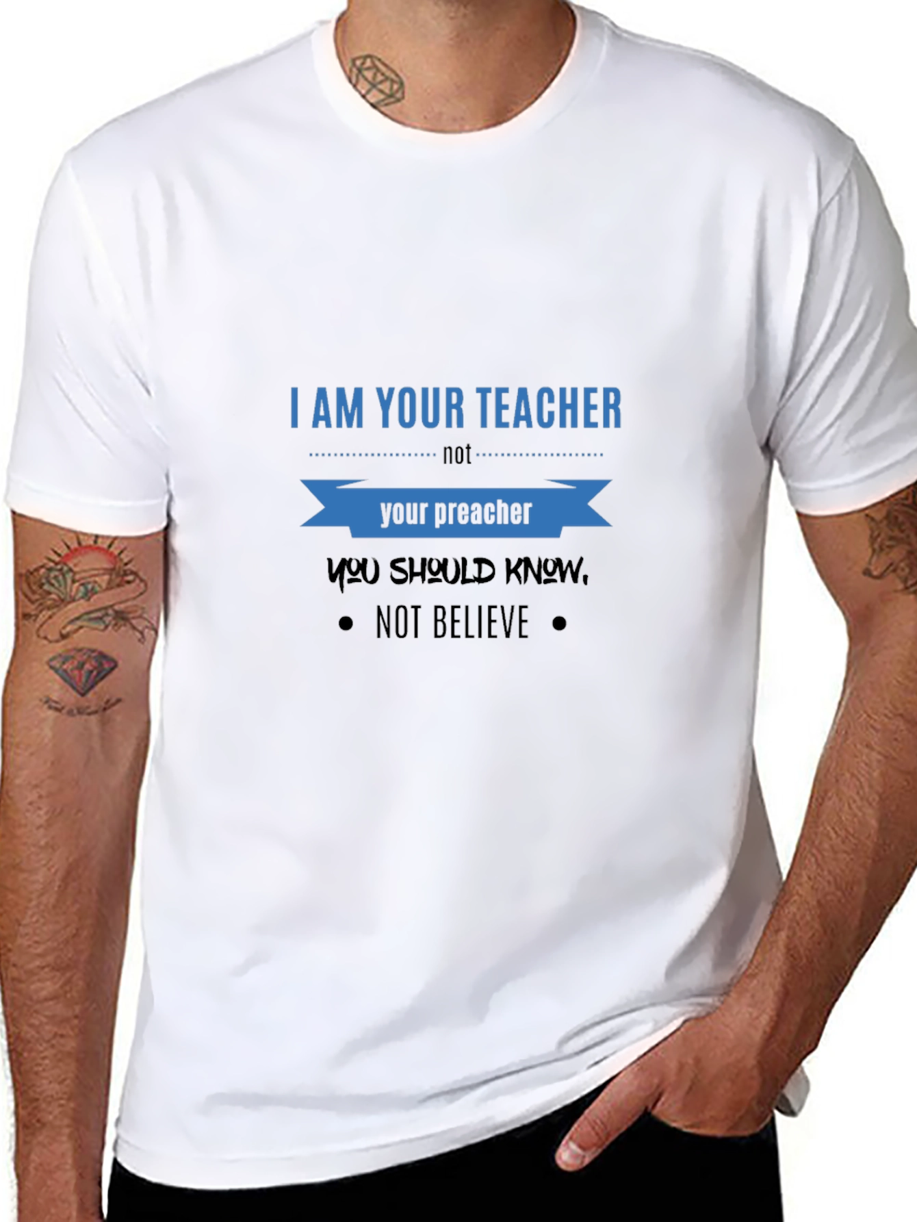 Black Teacher vs. Preacher Graphic Tee - Know, Don't Believe! view 8