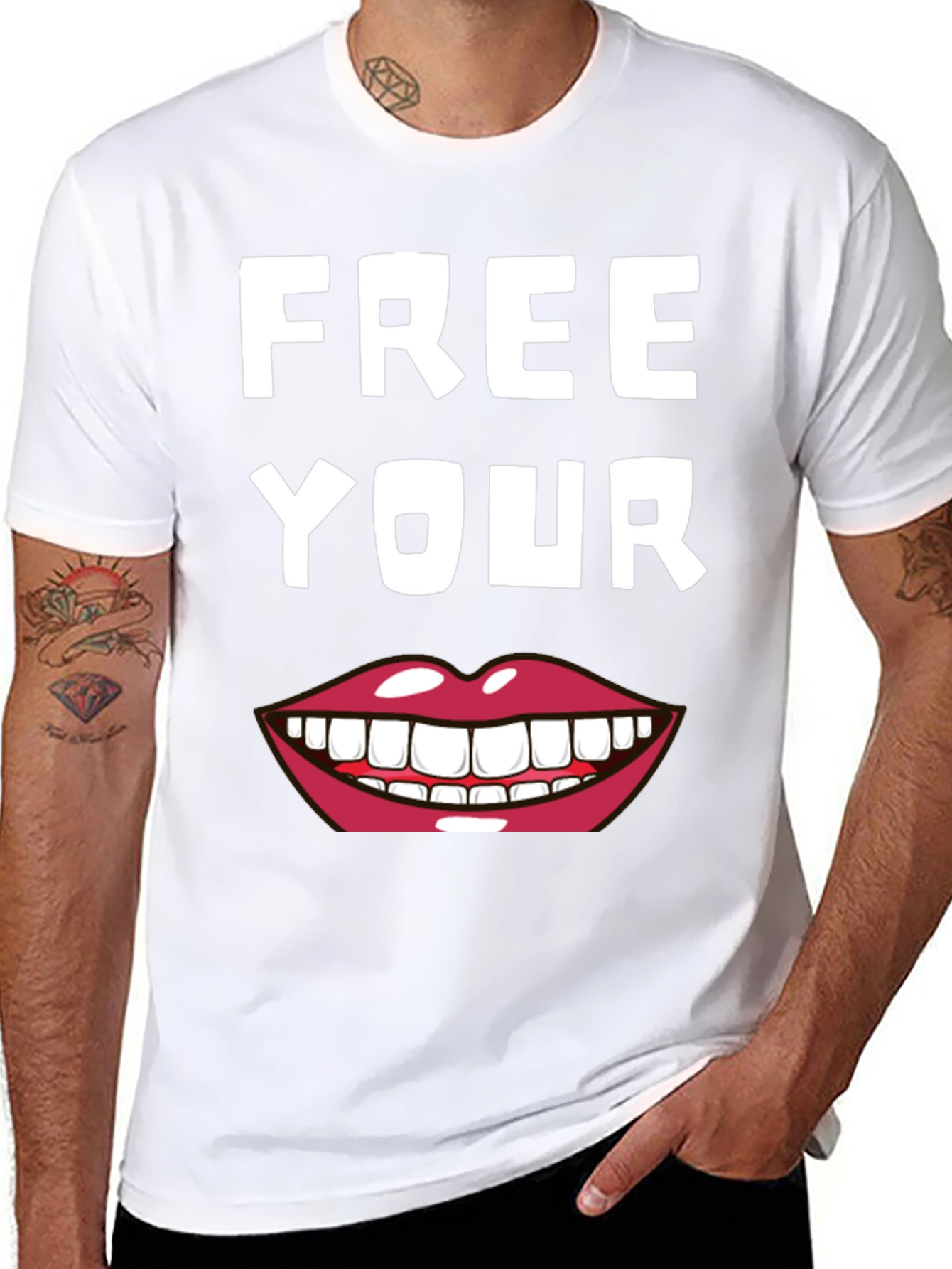 Black Free Your Smile Graphic Tee view 8