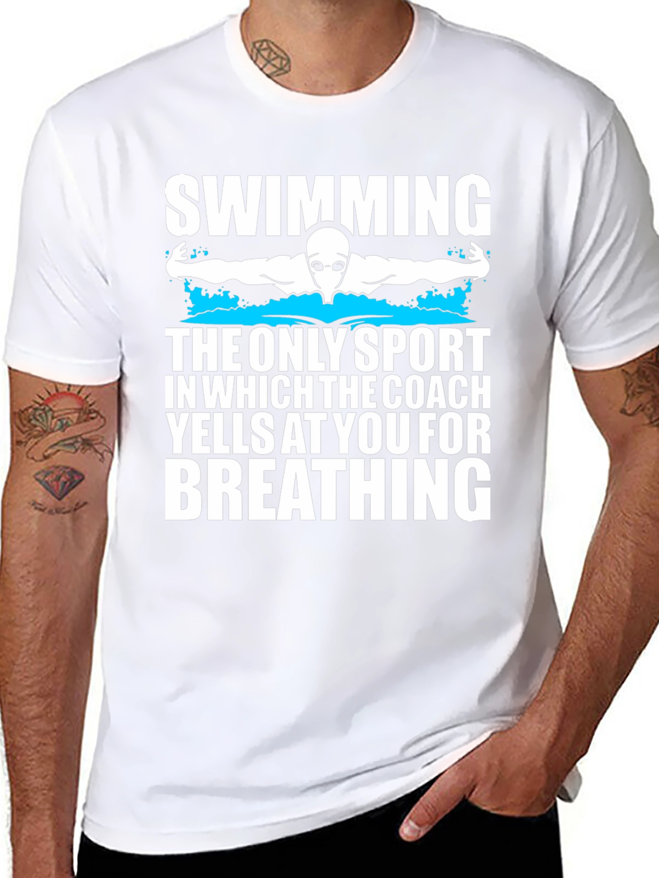 Black Swimming Coach Yells T-Shirt view 8