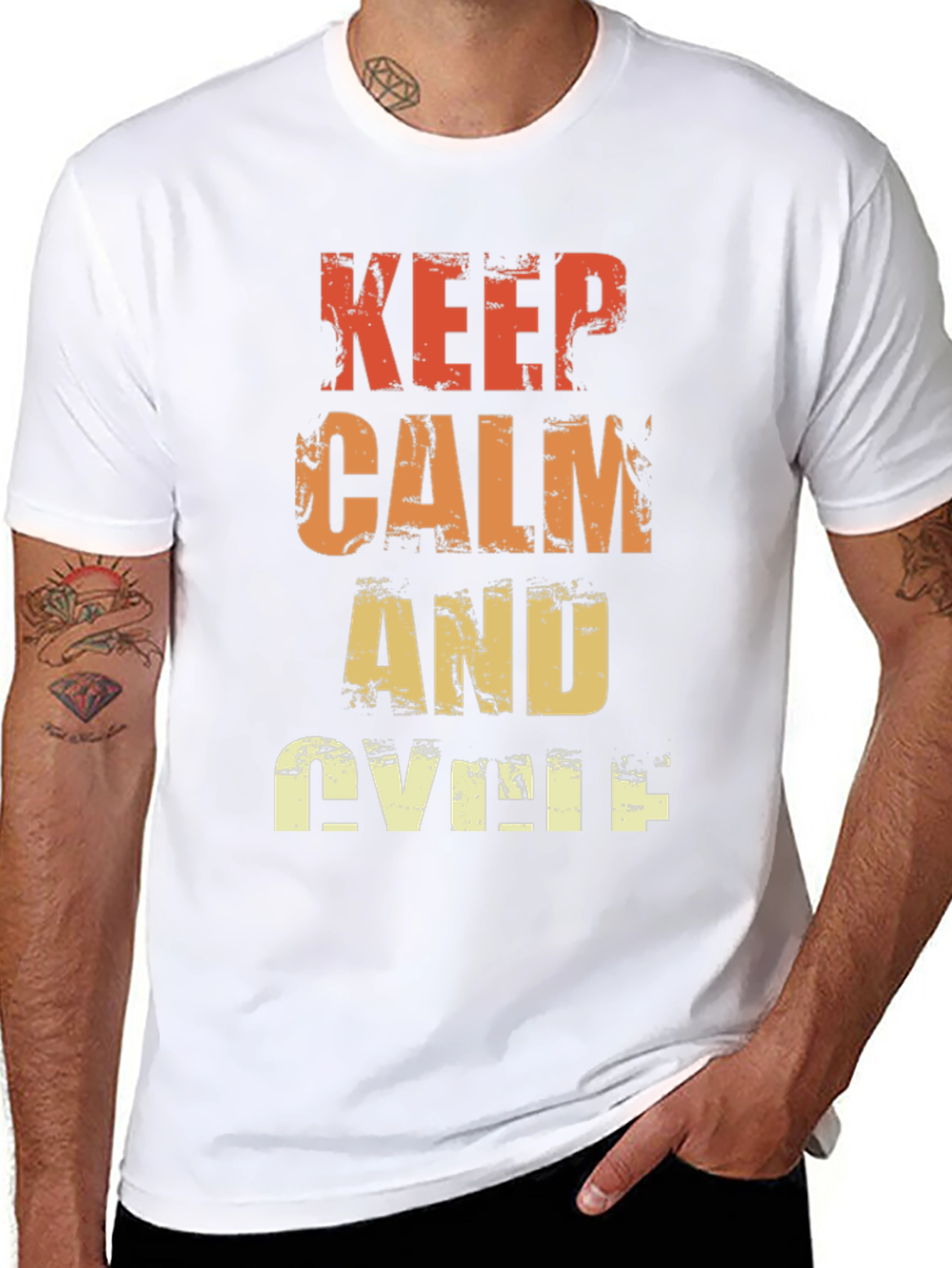 Black Keep Calm and Cycle T-Shirt - Retro Style view 8
