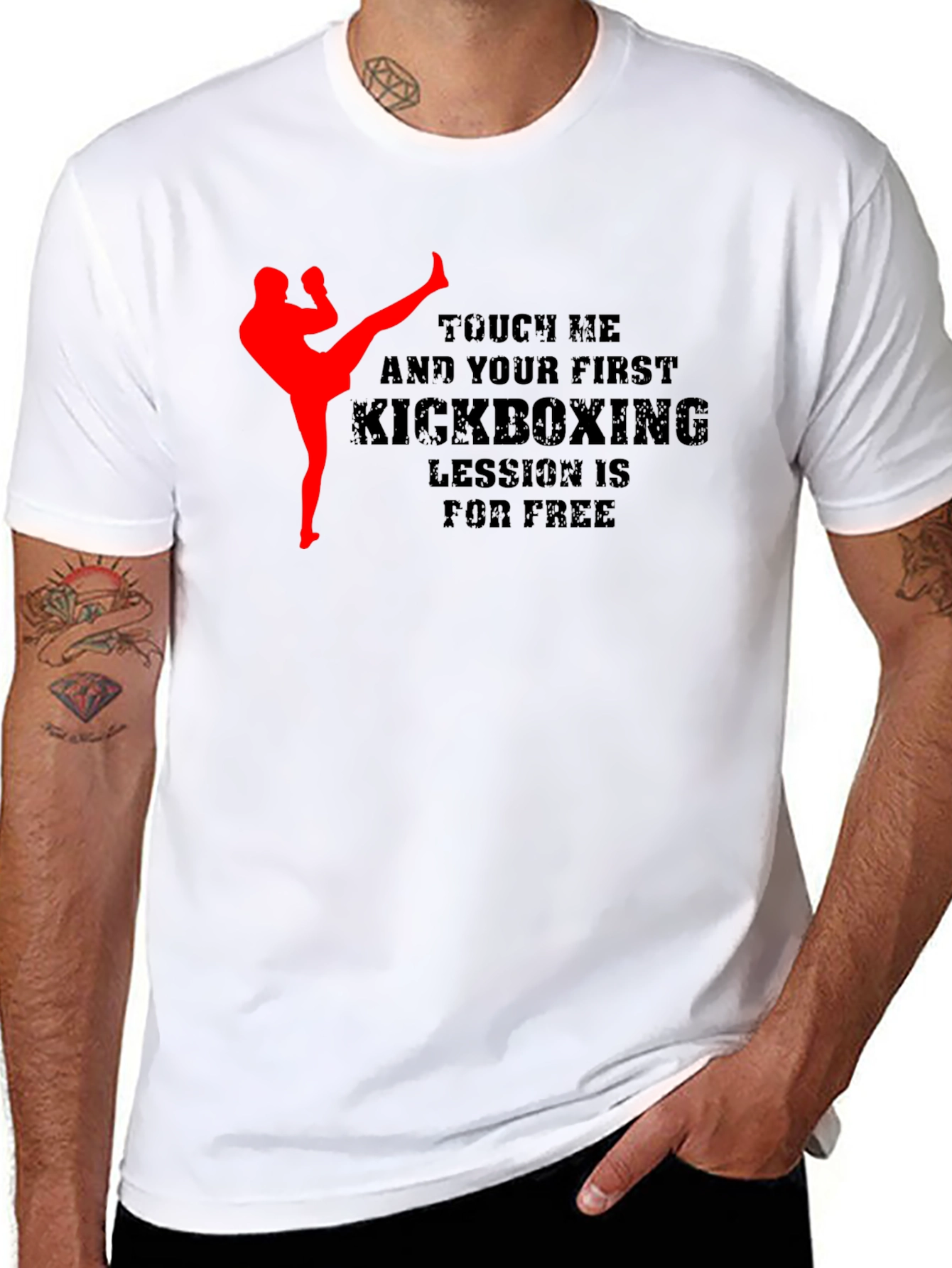 Black Kickboxing Lesson Graphic T-Shirt view 8