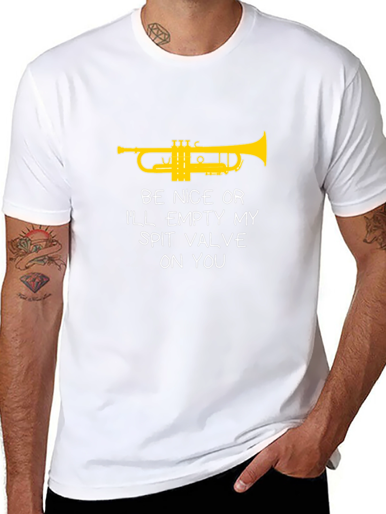 Black Funny Trumpet T-Shirt - Spit Valve Warning view 8