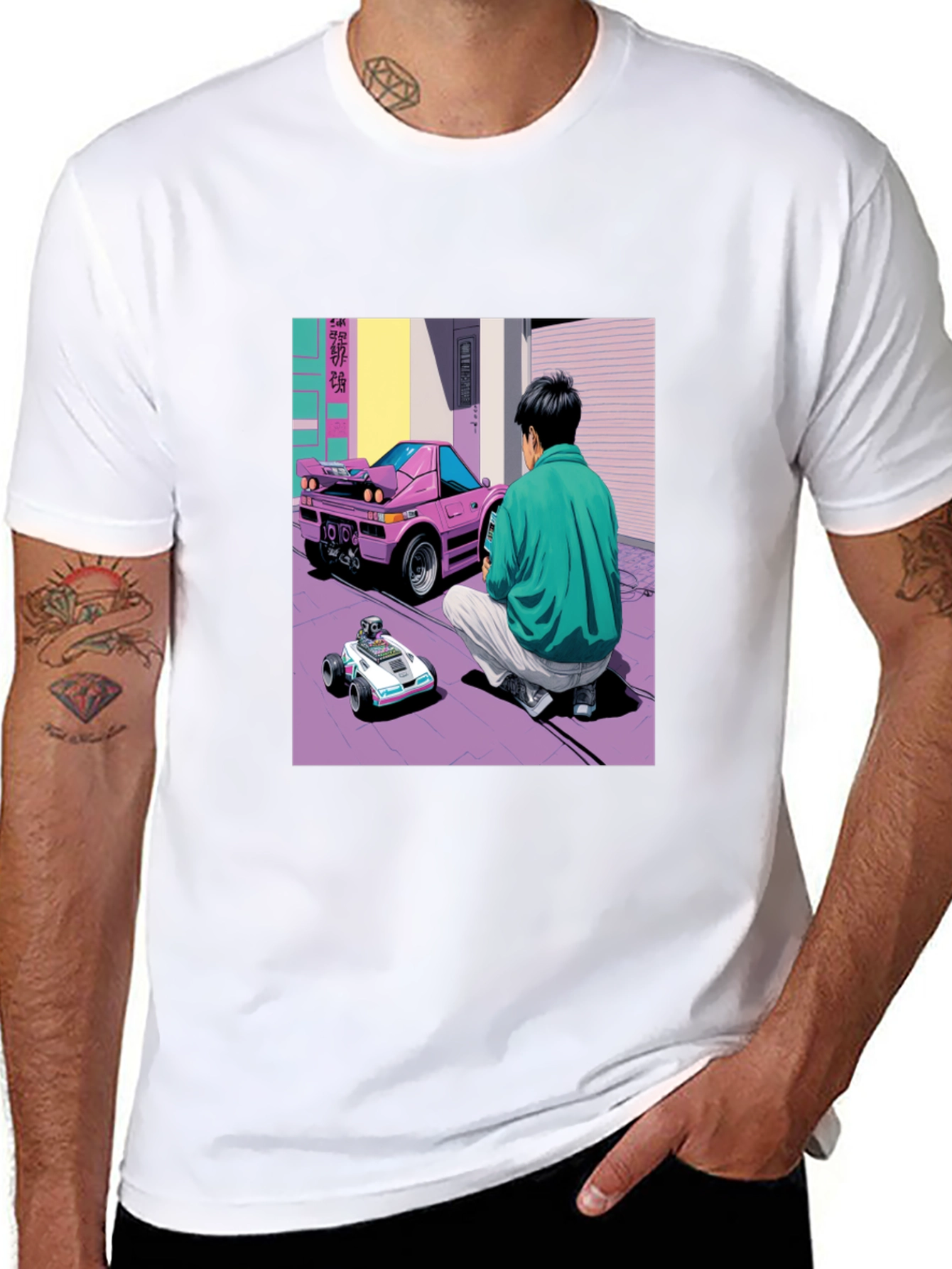 Black Retro Car Graphic T-Shirt - Black view 8