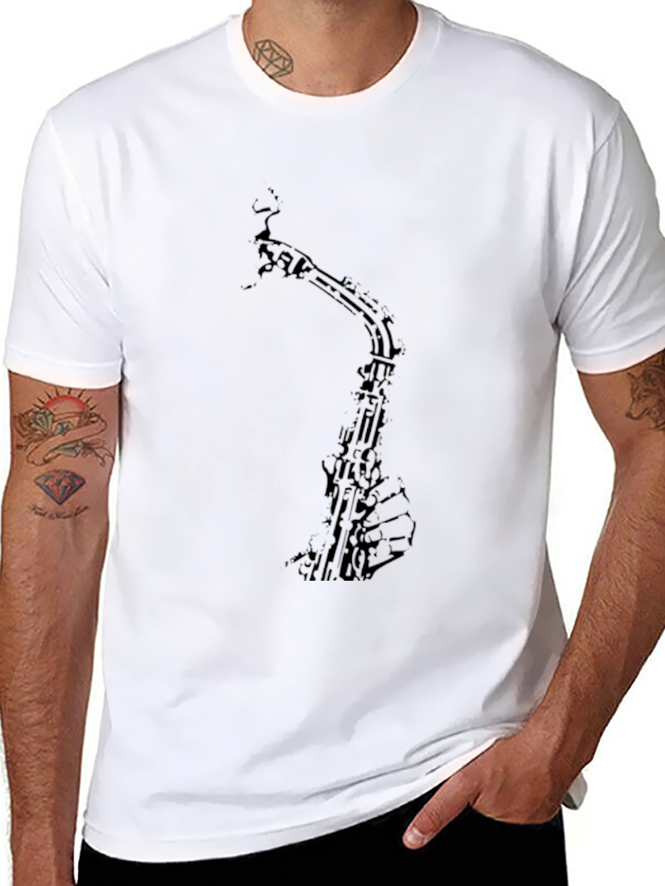 Black Saxophone Graphic T-Shirt - Music Lover Tee view 8