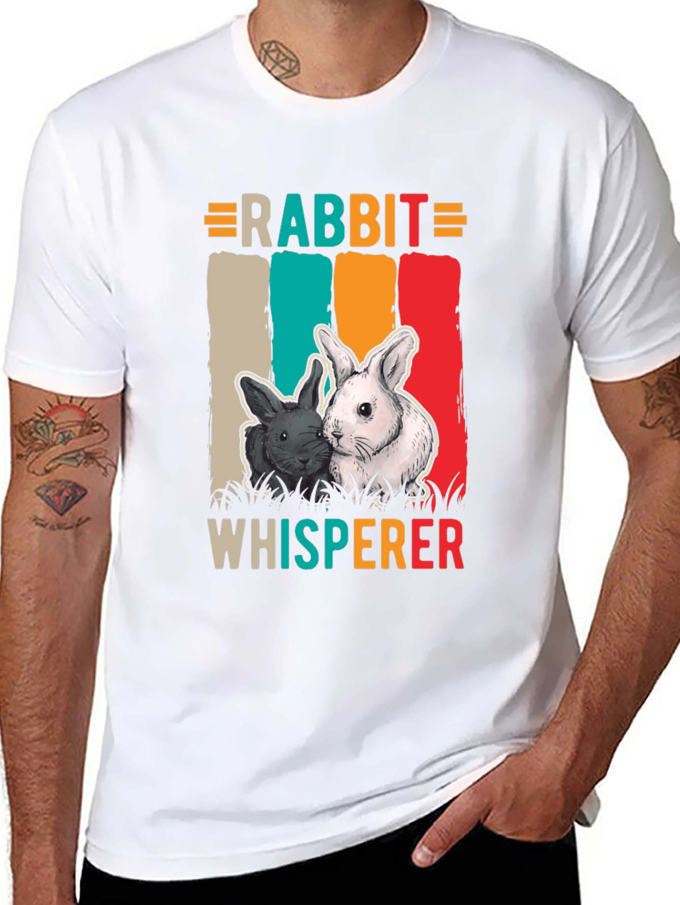 Black Rabbit Whisperer Graphic Tee - Unisex Cotton T-Shirt view 8