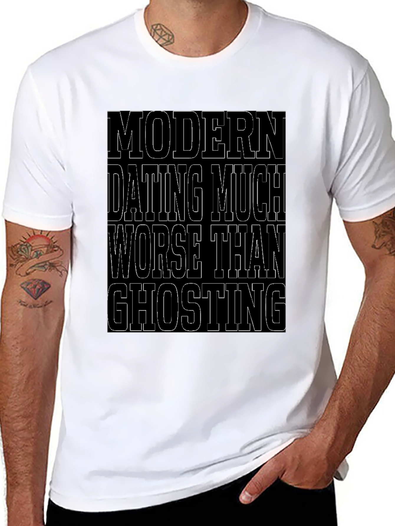 Black Modern Dating Ghosting Graphic Tee view 8