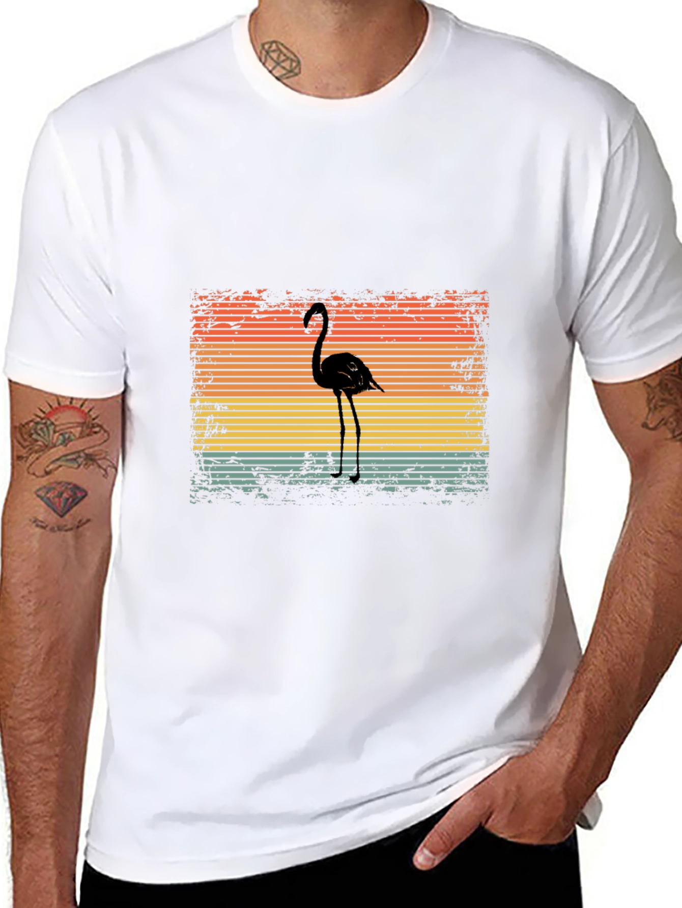 Black Retro Flamingo Graphic T-Shirt - Black view 8