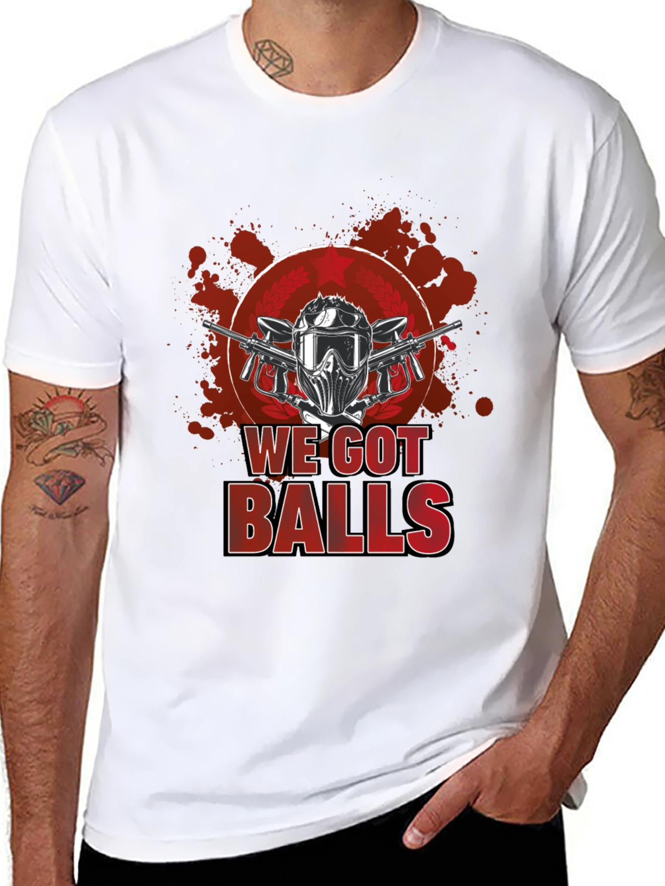 Black Paintball We Got Balls Graphic T-Shirt view 8