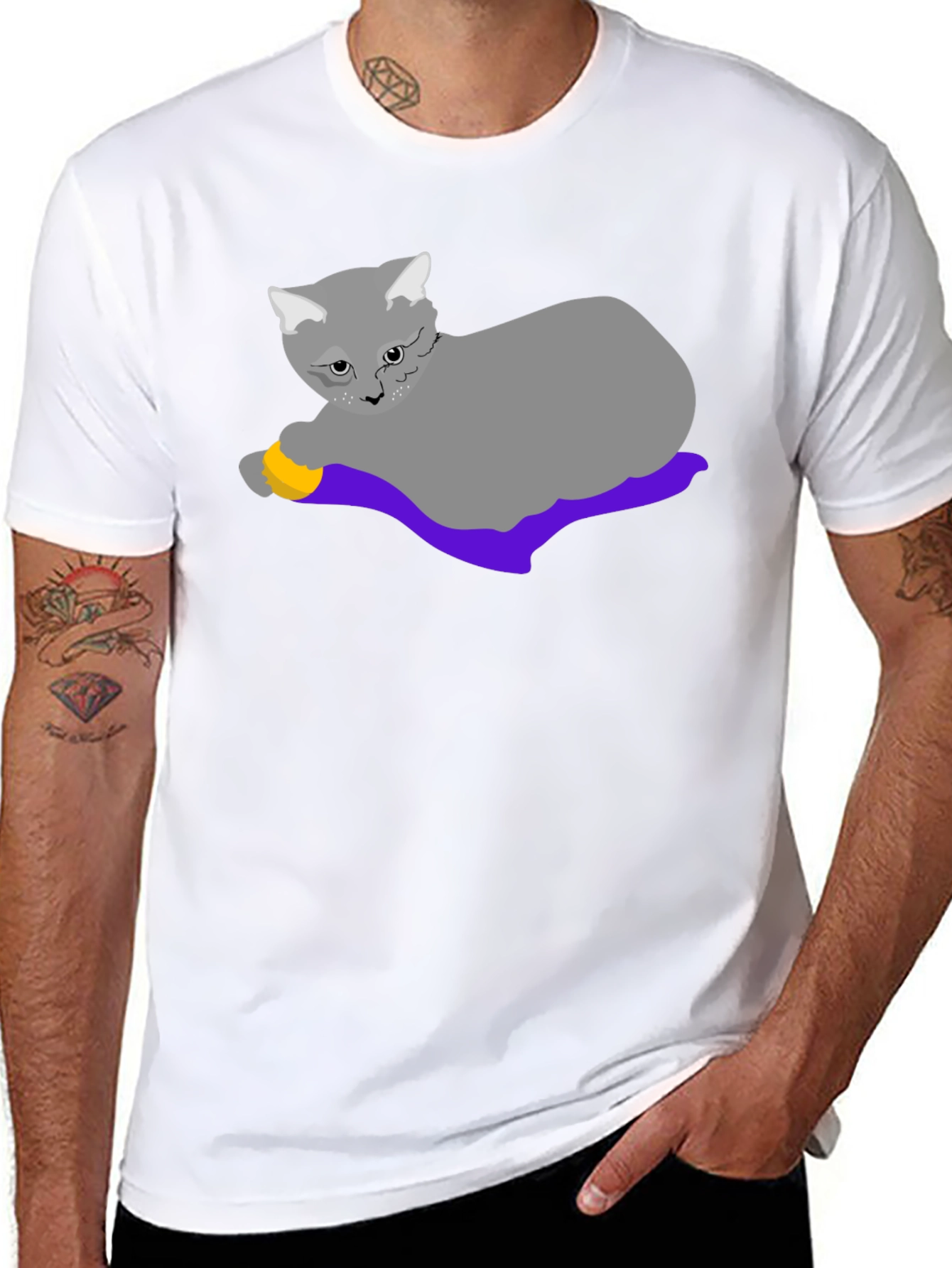 Black Cat Lover T-Shirt: Whimsical Cartoon Cat Design view 8