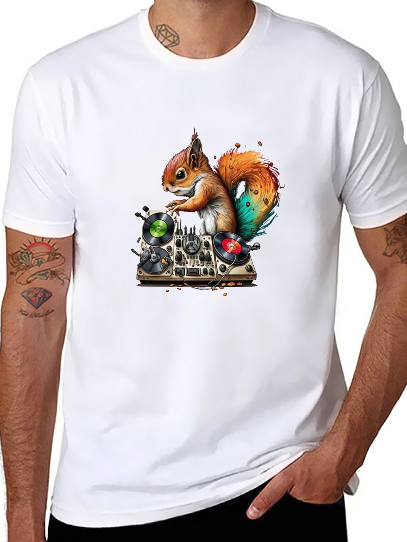 Black DJ Squirrel Graphic Tee - Party Animal view 8