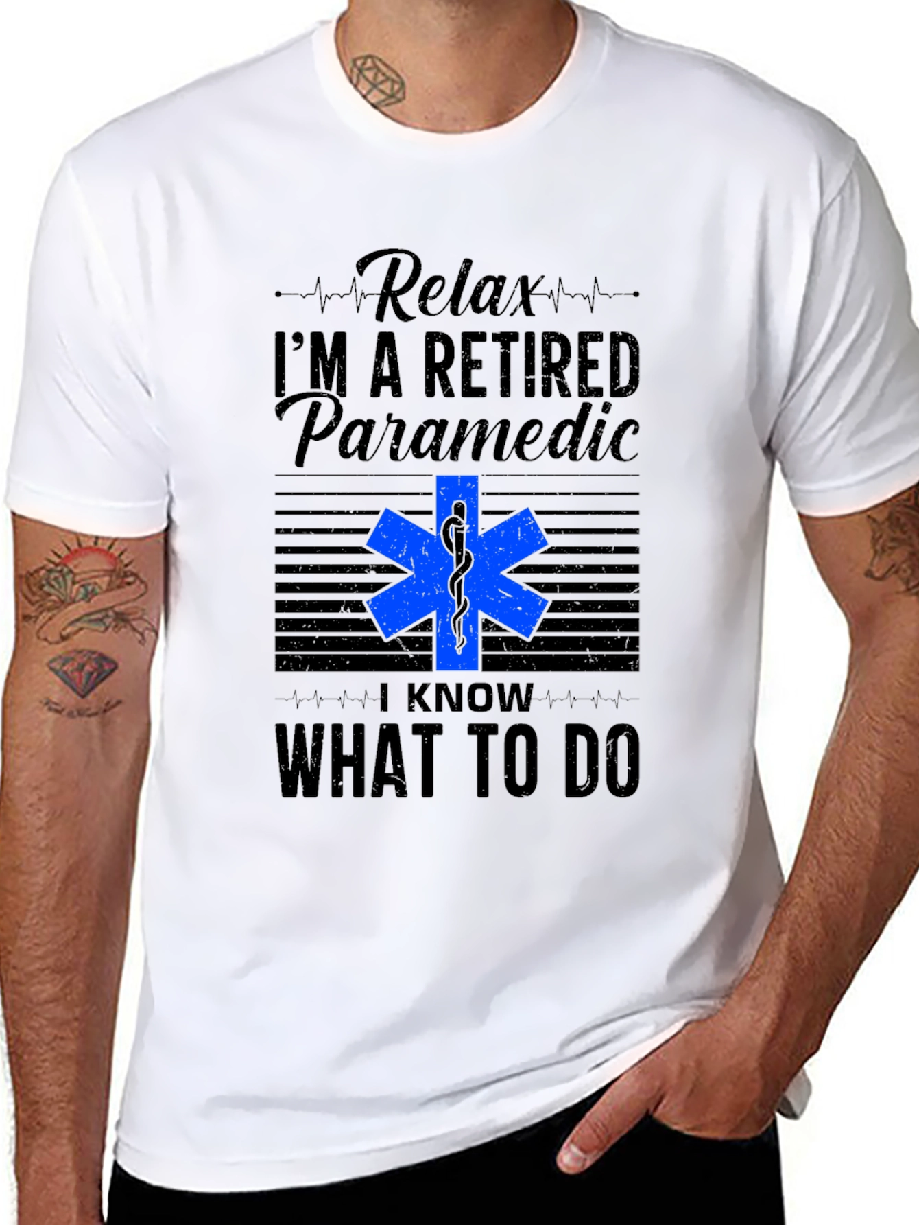 Black Retired Paramedic T-Shirt - Relax, I Know What To Do view 8